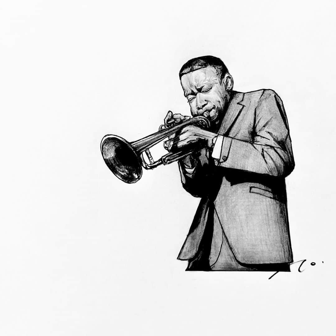 逢坂庵さんのインスタグラム写真 - (逢坂庵Instagram)「23sketch1025 ・ ・ #jazz #jazzart #leemorgan #trumpet #jazztrumpet #pencilart #portraitsketch #illustration #illustagram #monochrome #jazzmessengers #ジャズ #リーモーガン #トランペット #ジャズトランペット #鉛筆画 #人物画 #素描 #モノクロイラスト #イラスト #イラストグラム #ジャズ好きな人と繋がりたい」10月24日 21時50分 - ohzaka_an