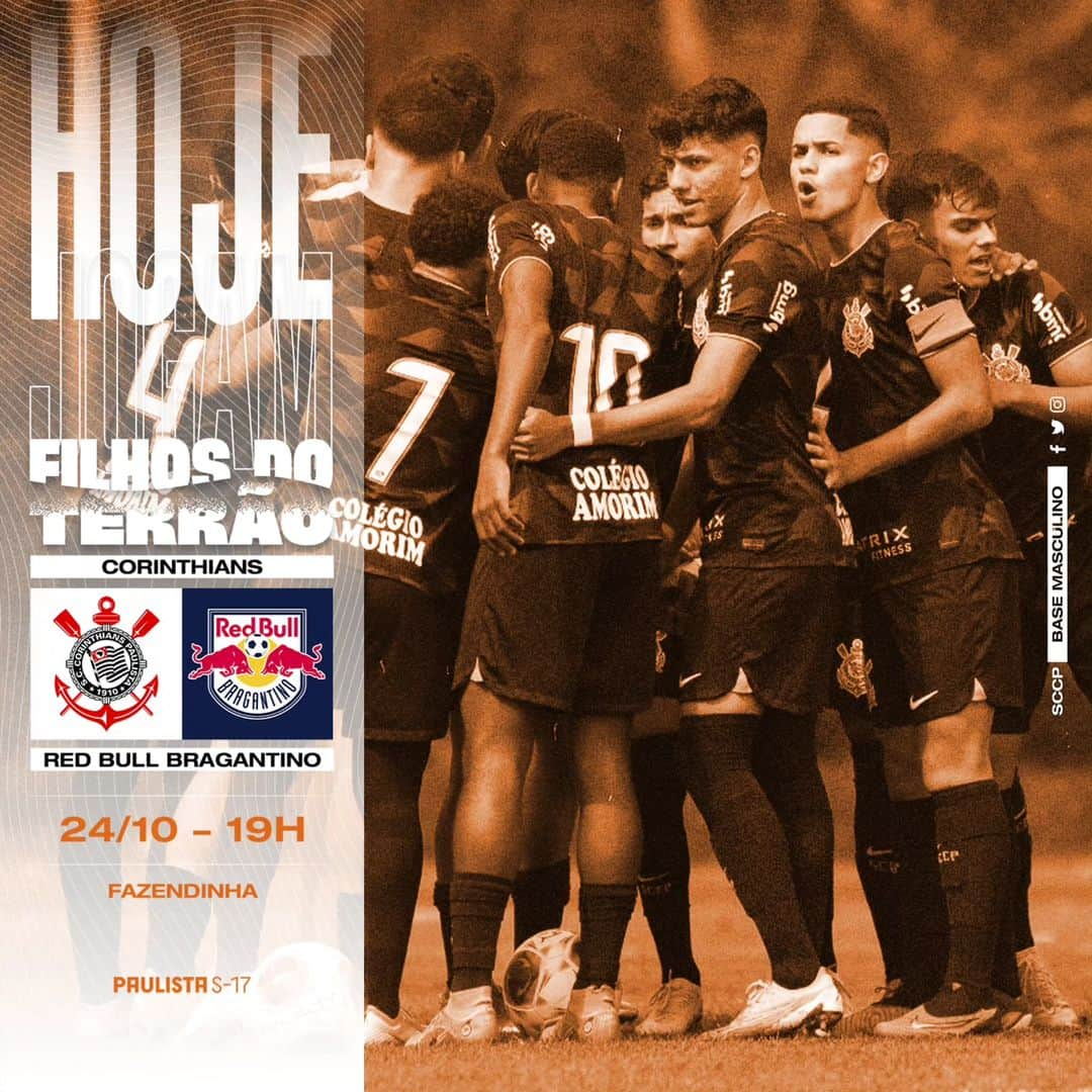 コリンチャンスさんのインスタグラム写真 - (コリンチャンスInstagram)「Hoje tem decisão para os #FilhosDoTerrão no Paulistão Sub-17! 🏴🏳️  ⚽ Corinthians x Red Bull Bragantino 🏆 Paulistão Sub-17 (Semifinal - volta) ⏰ 19h (horário de Brasília) 🏟 Fazendinha 📺 Universo SCCP 🎟 link nos stories!  #CorinthiansNaBase #VaiCorinthians」10月24日 22時05分 - corinthians