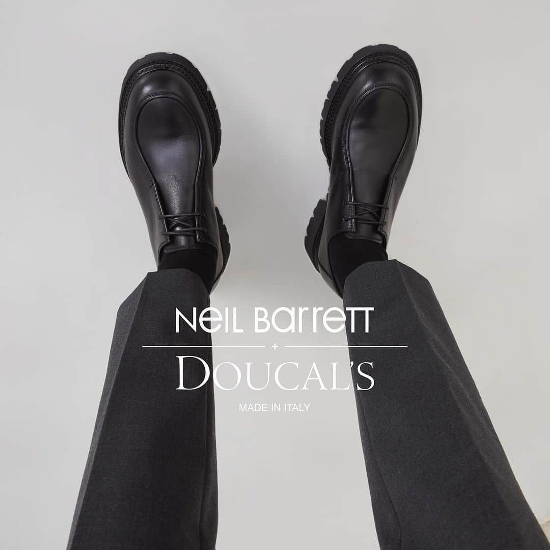 ニールバレットのインスタグラム：「FALL WINTER 2023  NEIL BARRETT + DOUCAL’S  COLLABORATION BOOTS & SHOES  British Spirit + Italian Artisanal Expertise   #NeilBarrettxDoucals」