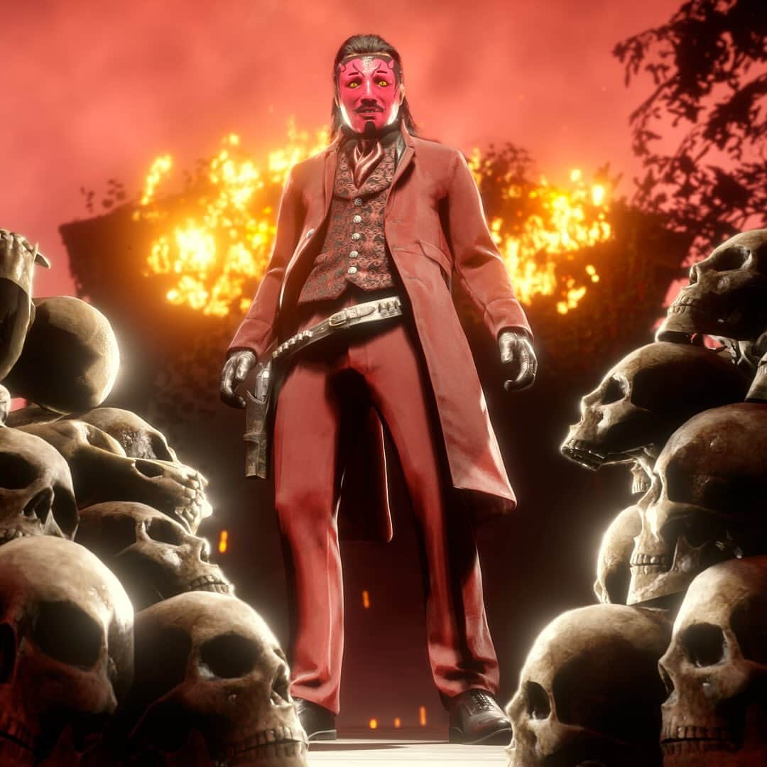 ロックスター・ゲームズさんのインスタグラム写真 - (ロックスター・ゲームズInstagram)「This month’s devilish and dapper Red Dead Online community-inspired outfit comes from YouTuber @BoganBav.  Traverse the map in a sinister style by claiming these items from participating Tailors and the Wheeler, Rawson & Co. Catalogue. Get all the details at the latest Red Dead Online post at the Rockstar Newswire (link in bio).」10月24日 23時03分 - rockstargames