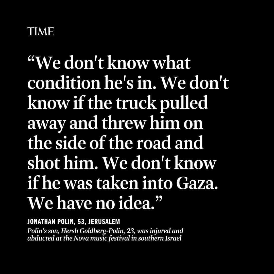 TIME Magazineさんのインスタグラム写真 - (TIME MagazineInstagram)「The scene as recounted by Eyal Nouri is almost too painful to tell: his uncle, Said Moshe, was killed in front of his aunt, Adina. His last sighting of Adina is from a photograph posted online: “You see her on a motorcycle,” Eyal says. "She’s sitting in the middle between the two terrorists. Think about the situation. A few minutes ago she saw her husband, the one that she loved for the last 50 years, murdered in front of her eyes, and now they’re taking her to an unknown place in the Gaza Strip.”  Adina Moshe, 72, is believed to be one of more than 220 hostages taken by Hamas following the Oct. 7 massacre.  In recent days, TIME reporters, editors, photo, video journalists, and contributors have worked around the clock to gather the voices of the families whose relatives have been taken hostage by Hamas.  Their stories are assembled here, as well as in full at the link in bio.  Photographs by @michal_chelbin for TIME」10月25日 0時00分 - time