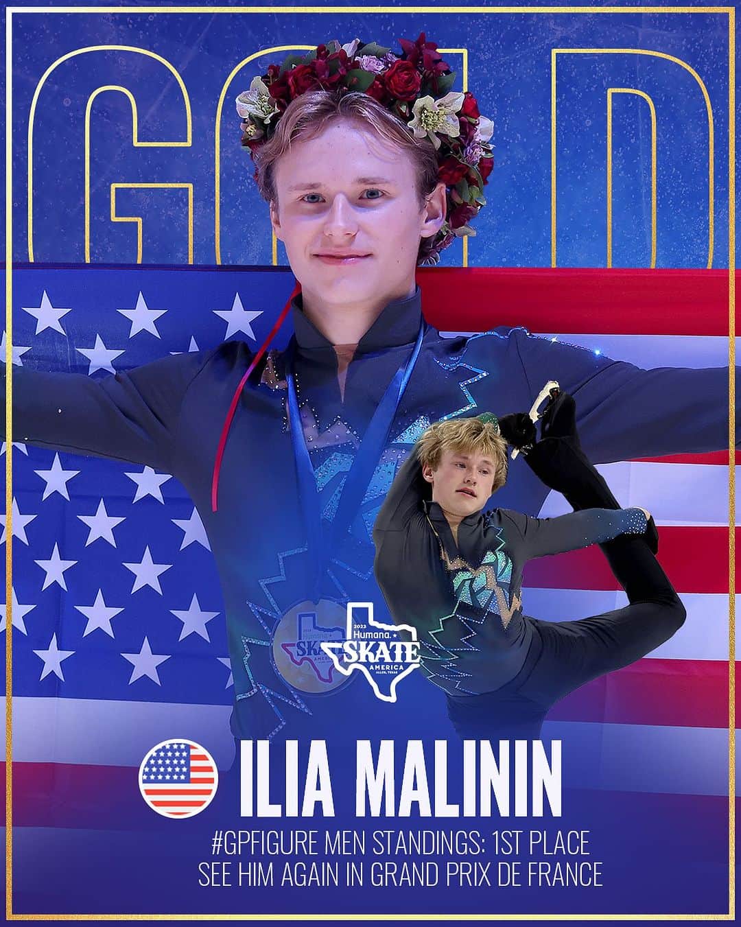 イリア・マリニンのインスタグラム：「Quadgod Ilia Malinin 🇺🇸 smashed his PB scores in front of the home crowd at #SkateAmerica 🔥⛸   #FigureSkating」