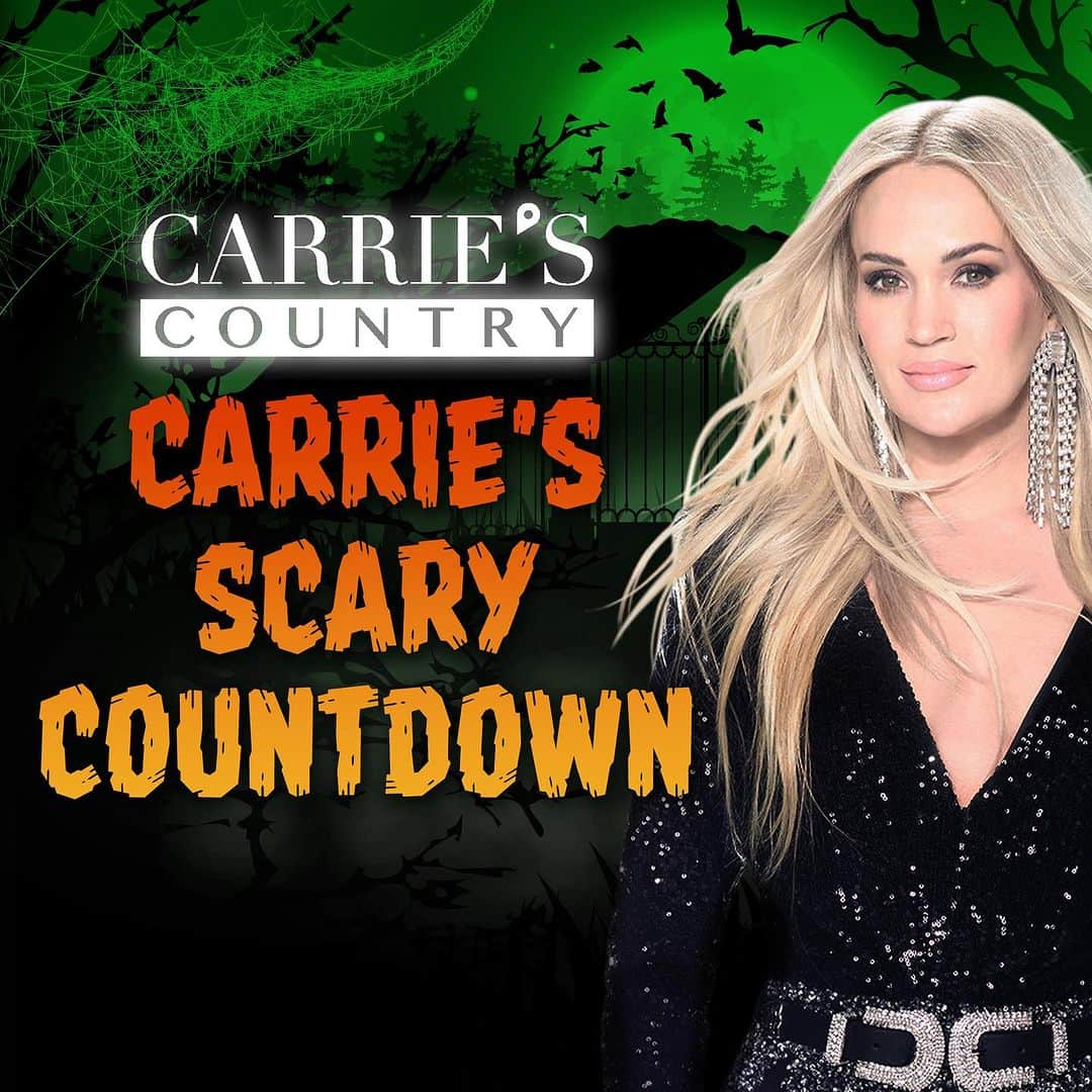 キャリー・アンダーウッドのインスタグラム：「We’re celebrating spooky season on @carriescountry! 👻 Join us for Carrie’s Scary Countdown on Ch. 60 and the SiriusXM app. Link in bio to listen!」