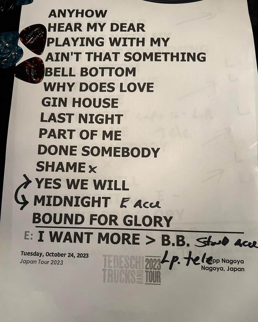 テデスキ・トラックス・バンドのインスタグラム：「Nagoya, Japan 10.24.23」