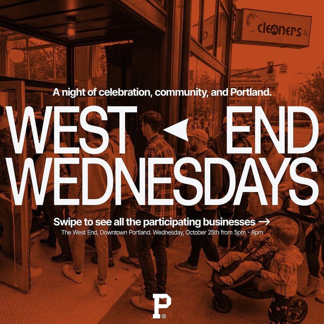 Portlandのインスタグラム：「Mark your calendars, Portland! 📅 Tomorrow, another @westendwednesdays kicks off bigger and better than ever before!  Swipe through the participating businesses above to get some sweet deals, and join us for the afterparty at @fortunepdx!  👉 Wednesday, Oct 25th from 5-8 📍 Portland’s West End  🎉 25+ activations   Tag someone you want to go with below!👇 See you there!  #portland #pnw #oregon #portlandoregon #pacificnorthwest #travelportland」