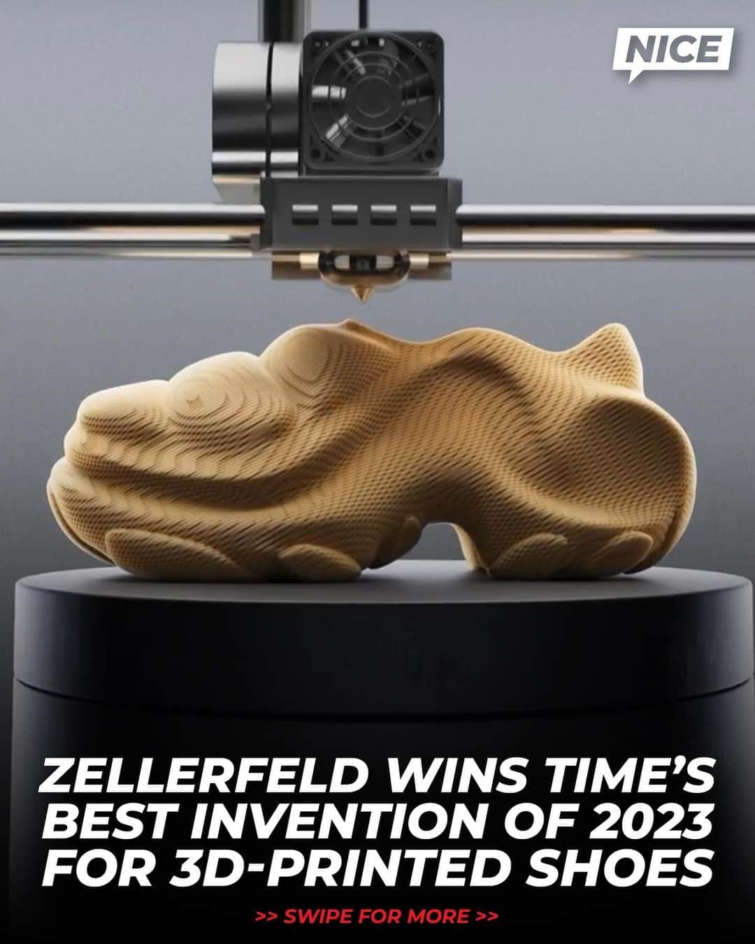 Nice Kicksのインスタグラム：「Zellerfeld is changing the game 👀🔮 @zellerfeldofficial   Zellerfeld’s 3D-printed shoes have made Time’s Best Inventions of 2023 list. The shoes are made entirely of thermoplastic polyurethane which can be completely recycled and turned into another shoe 😳♻️  Zellerfeld has already worked with the likes of Kanye West, Moncler, and Chris Brown while being spotted on the feet of celebs like Justin Bieber and 2Chainz 👀🔥」