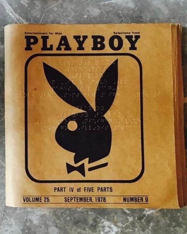 プレイボーイのインスタグラム：「In 1970, Playboy made history as one of the first mainstream magazines to create an accessible version for the visually impaired. The Braille edition of Playboy was produced by the Library of Congress and became the sixth most popular publication among the library’s readers. Most of the content from the non-Braille edition was replicated, with the exception of cartoons, photographs and advertisements. Playboy's Braille edition, and the controversy surrounding it, ignited progressive dialogues about accessibility, censorship and First Amendment rights.  Photo: Jenna Lyons @jennalyonsnyc Playboy’s Braille edition featured on her coffee table.」