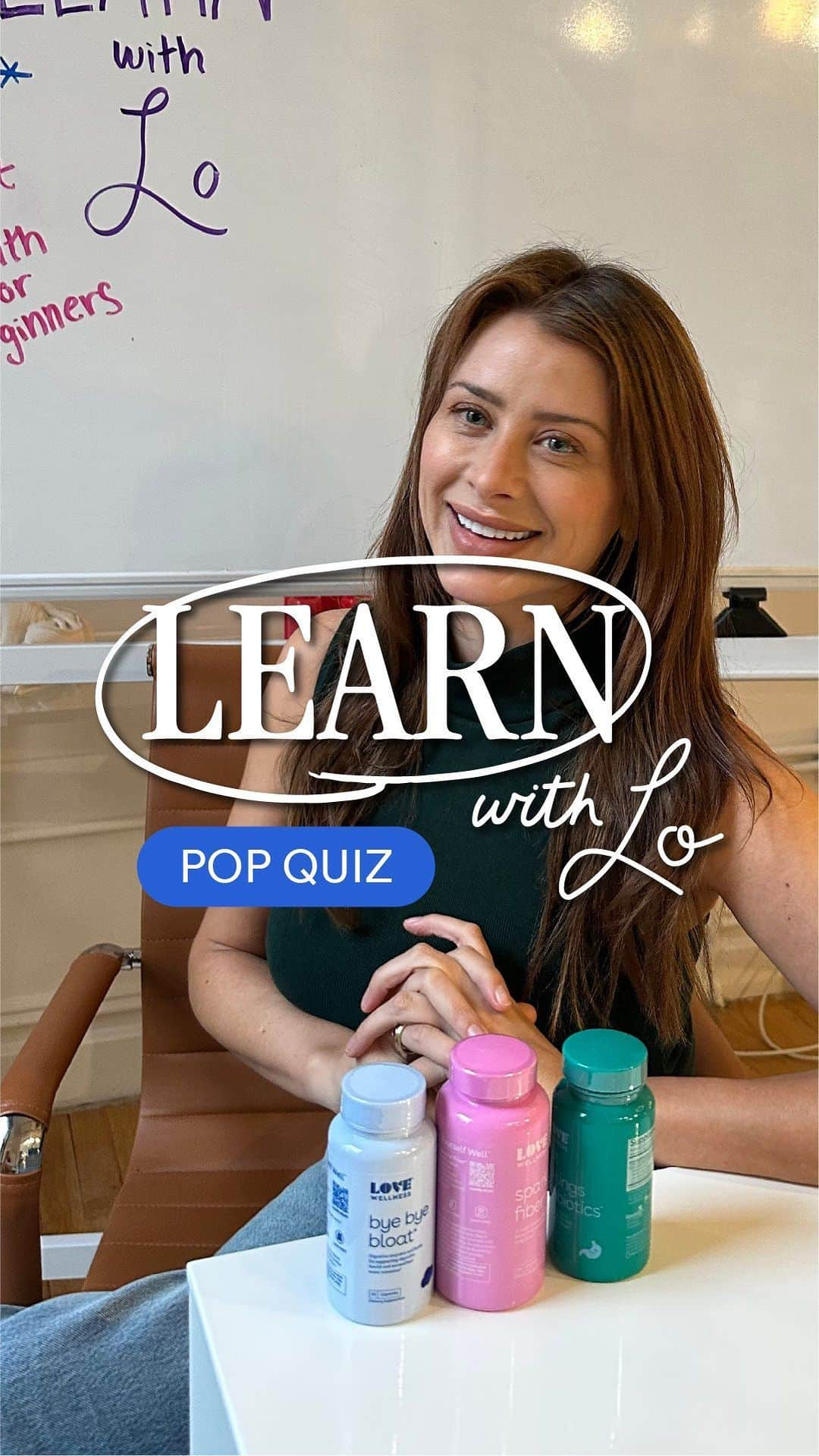 ロー・ボスワースのインスタグラム：「Professor Lo is back and guess what class? It’s time for a POP QUIZ 📝! For weeks you’ve learned about the basics of gut health and now we’re putting you to the test!」