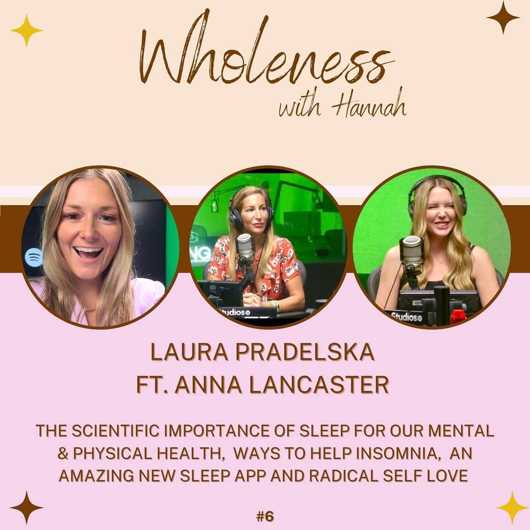 ローラ・プラデルスカのインスタグラム：「Laura Pradelska ✨  This was a bit of a different episode as I was joined by 2 amazing guests! Laura very vulnerably and gracefully shared her story on her lifelong battle with insomnia, and why she went on to create a sleep and meditation app @stilappbylaurapradelska  We dive into all sorts, and then Anna gives us the science behind sleep and why its so important for us to be able to live our best lives (wholeness and all that). I chime in about how much i love sleep 😂 and about how my previous ‘life’ and job did not allow me enough of it, and how different i now feel that i am able to prioritise sleep.   Hope you enjoy! Listen wherever you get your podcasts x  Guests: @lpradelska  @stilappbylaurapradelska  @annalancastertherapy   Recorded at @spotifyuk ✨」