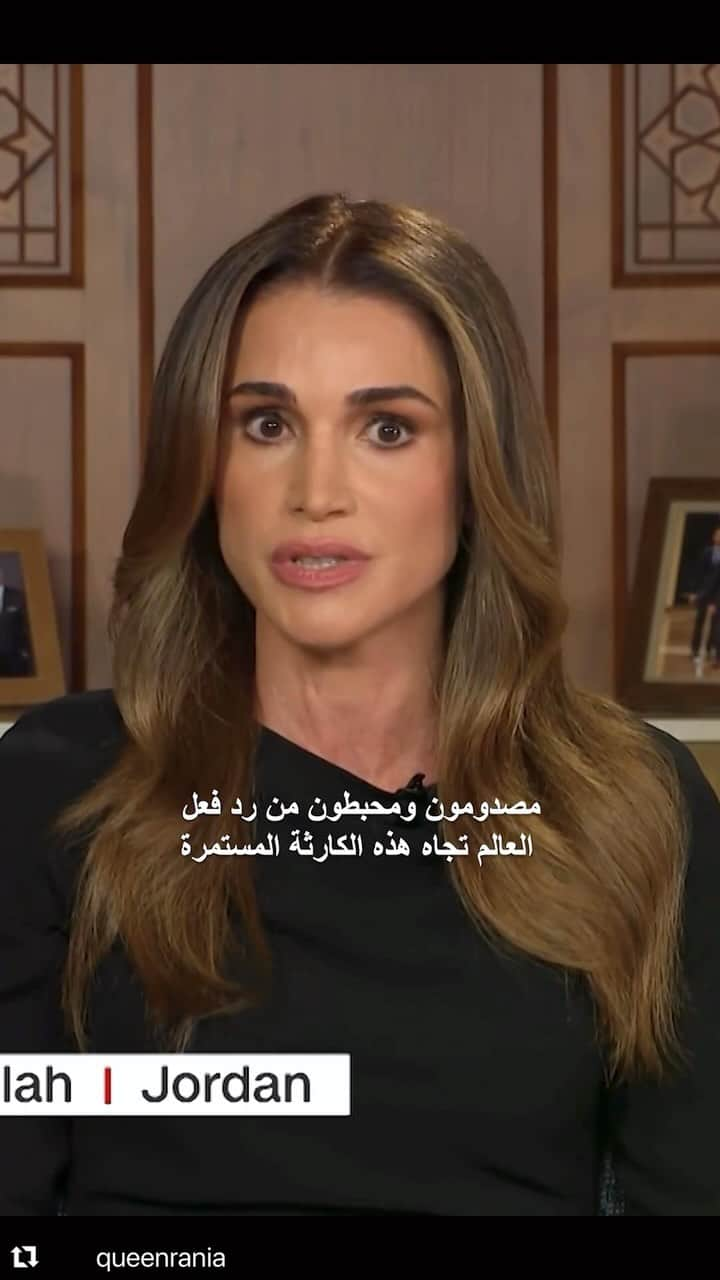 ジョエル・マーディニアンのインスタグラム：「@queenrania shining the light on the HORRORS of the situation in Palestine since beginning of October! She was our VOICE TO THE OUTSIDE WORLD telling them of her disappointment how THE WORLD HAS GONE SILENT instead of showing HUMANITY and condemning the brutality that’s happening in G A Z A right now! HOW MUCH MORE CAN PALESTINIANS TAKE? WHAT HAVE THISE INNOCENT BABIES CHILDREN MOTHERS GRANDPARENTS YOUNG MEN AND WOMEN DONE? I Want the world to stop saying that they are human shields! Cause that’s not true!!! 😡 The innocent people who’ve died so far died in their homes, schools, hospitals, churches 🗣️ NOT IN A BATTLE FIELD! Stop killing the innocent with the excuse of I S R A E L wanting to protect itself! Those people don’t want W A R they just want their freedom like any other HUMAN ON PLANET EARTH! This time we saw loud and clear what people were made of! Who cares about the people and cares about money and power, who has humanity and who is a baby and a child killer! #ceasefireingazanow #freepalestine #palestinianlivesmatter #arablivesmatter」