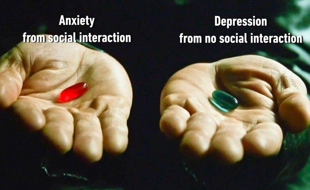 9GAGさんのインスタグラム写真 - (9GAGInstagram)「Which one would you rather choose?  - #wouldyourather #redpillbluepill #anxiety #depression #social #memes #9gag」10月25日 7時00分 - 9gag