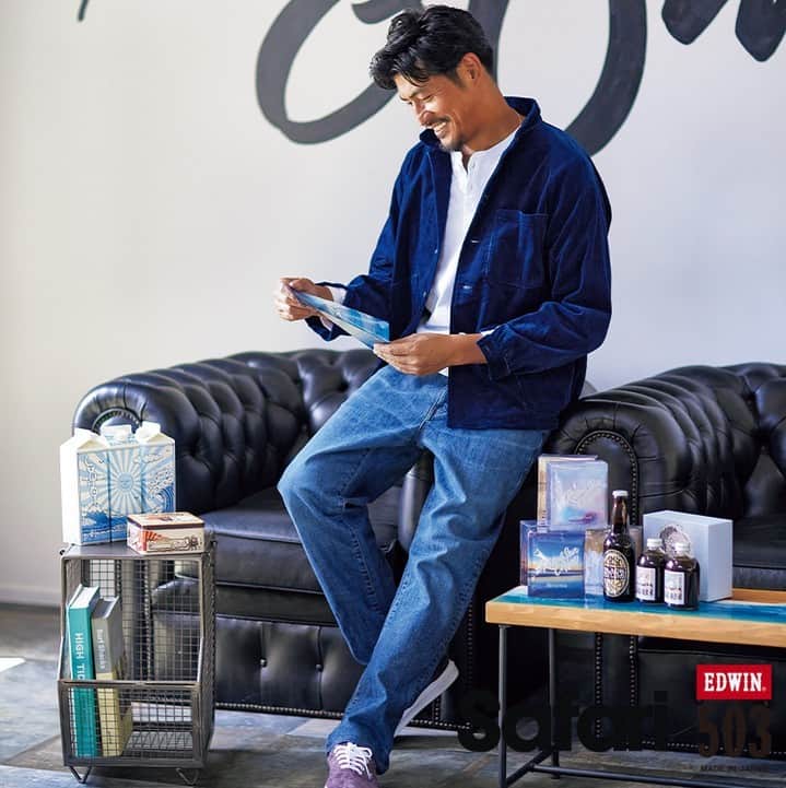 EDWINのインスタグラム：「Safari 12月号 掲載 “坂口憲二 JEANS LIFE supported EDWIN503” . theme06 "自由に表現すること" . 詳しくはプロフィールのURLから。」