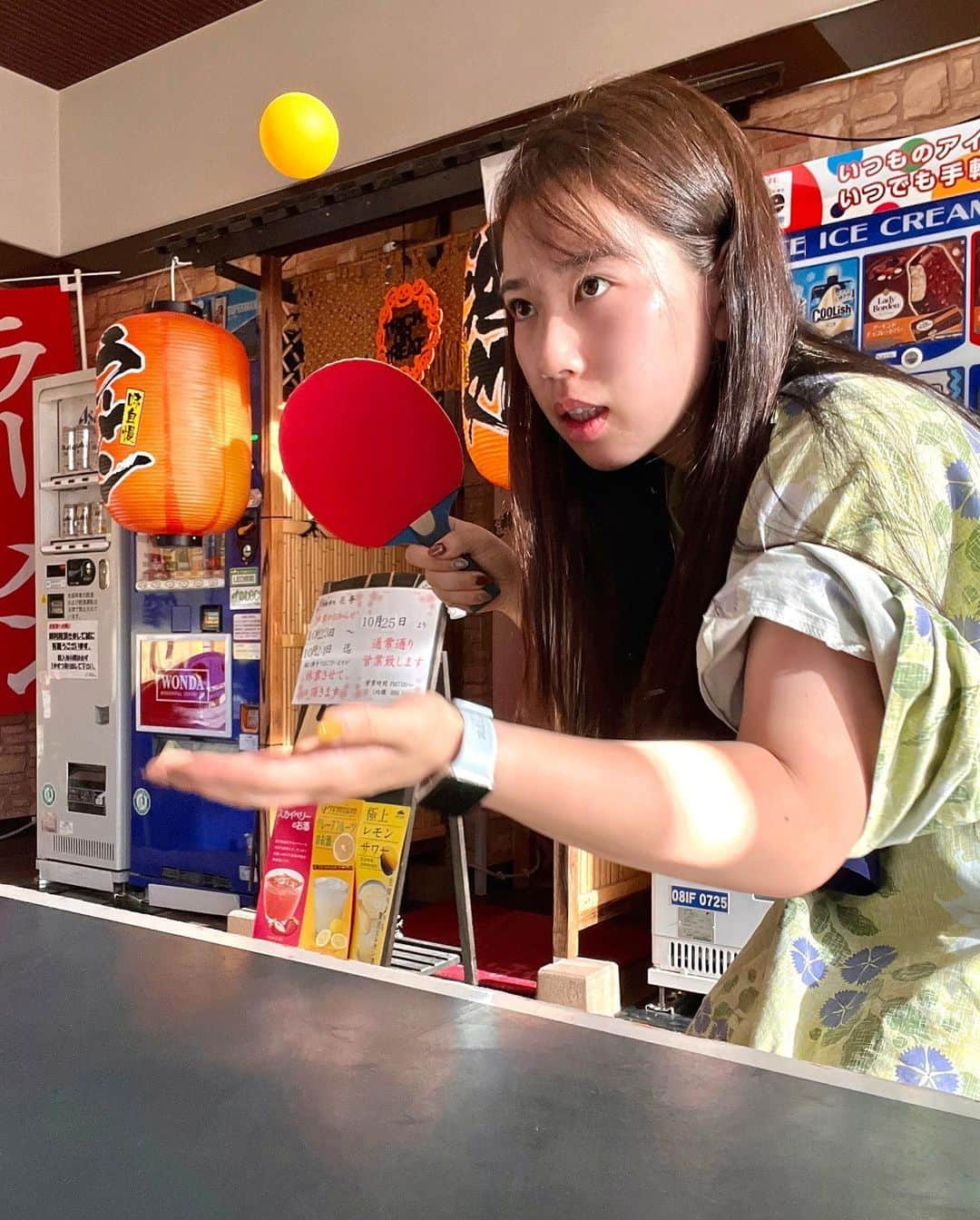 めいめいのインスタグラム：「鬼怒川温泉で卓球してます🏓  #トラックめいめい  #鬼怒川温泉#鬼怒川#栃木#日光」