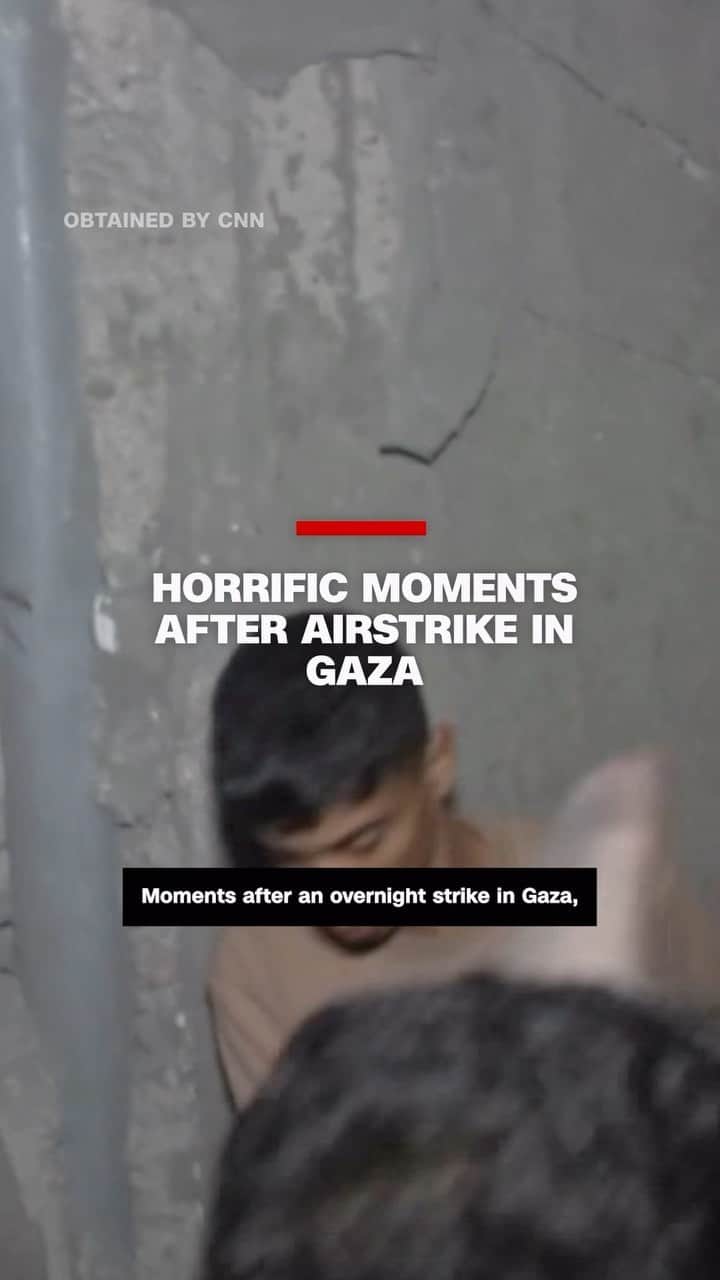 CNNのインスタグラム：「CNN obtained footage showing the aftermath of a night airstrike in Gaza. Israel’s military says it is striking Hamas targets after a horrific terrorist attack, but the civilian death toll in Gaza continues to climb.」