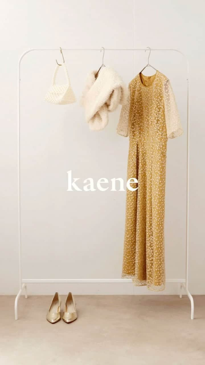 kaene －カエン－のインスタグラム：「- coordinate -  🏷️Sequined embroidery  dress / スパンコールエンブロイダリードレス_No.100904 ▪︎color : yellow / black ▪︎size : 34 / 36 / 38  🏷️Fur lace shawl / ファーレースショール_No.003086 ▪︎color : off white / black ▪︎size : free ※11月発売予定  🏷️Scalloped pumps / スカラップパンプス_No.050017 color : pink beige / gold size : 35 / 36 / 37 / 38 / 39  🏷️All pearl bag / オールパールバッグ_No. 040113 color : off wgite / black size : free  #kaene #occasiondress」