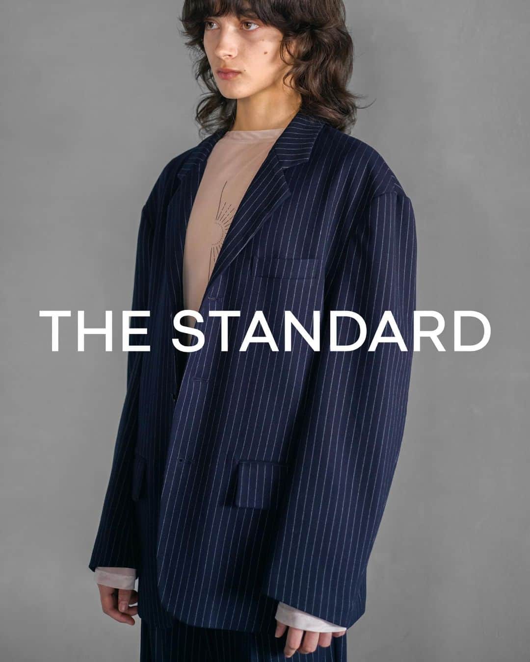 WEGOスタッフスナップのインスタグラム：「ㅤㅤㅤㅤㅤㅤㅤㅤㅤㅤㅤ ▪︎stripe 3button tailored jacket ¥8,799(tax in) color:navy stripe size:M/L  ▪︎stripe 2tuck trousers ¥5,499(tax in) color:navy stripe size:M/L  _ #THESTANDARD #ザスタンダード」