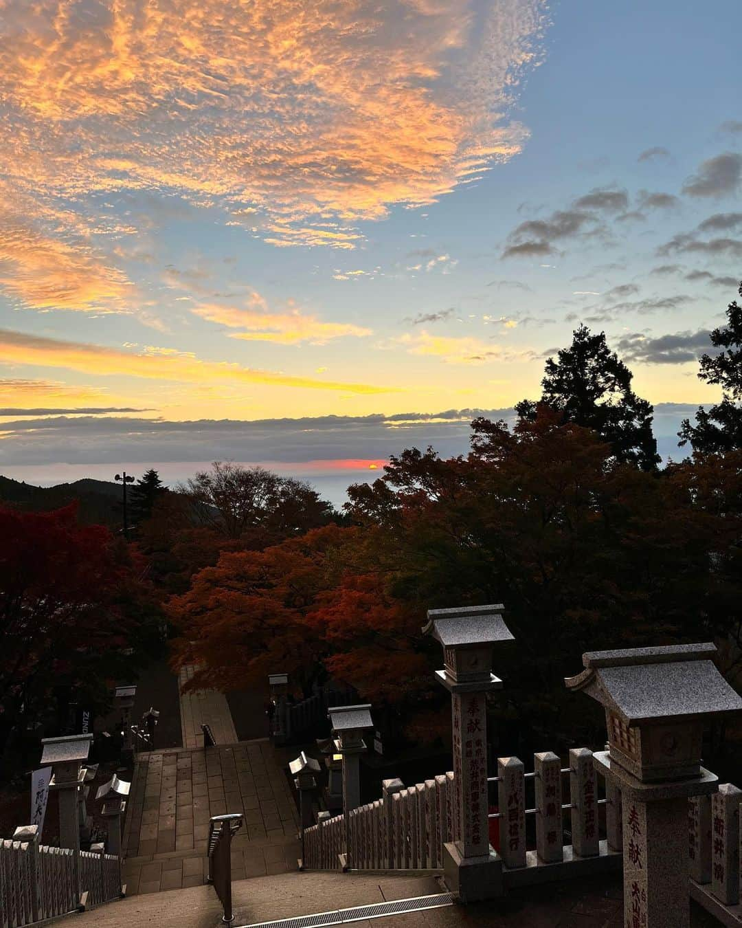 杉原凜さんのインスタグラム写真 - (杉原凜Instagram)「今朝は神奈川県伊勢原市にある大山阿夫利神社から、今が見頃の紅葉を生中継🍁 真っ赤だったり赤オレンジ黄色のグラデーションだったり息をのむ美しさでした〜  現場に着いてから綺麗な朝焼けと日の出も見られて、なんだか得をした気分になりました☀️  #ZIP! #NOWニッポン #30 #紅葉 #大山阿夫利神社」11月23日 18時14分 - sugihara_rin