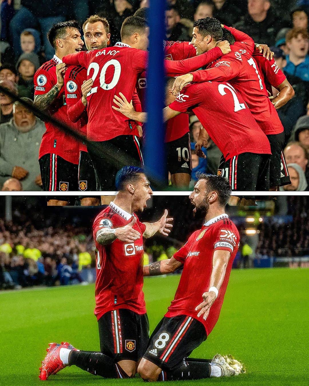 マンチェスター・ユナイテッドのインスタグラム：「A victory on the road on our last #PremierLeague visit to Everton 👊🔴   #MUFC #ManUtd #Antony #CristianoRonaldo #PremierLeague #TBT」