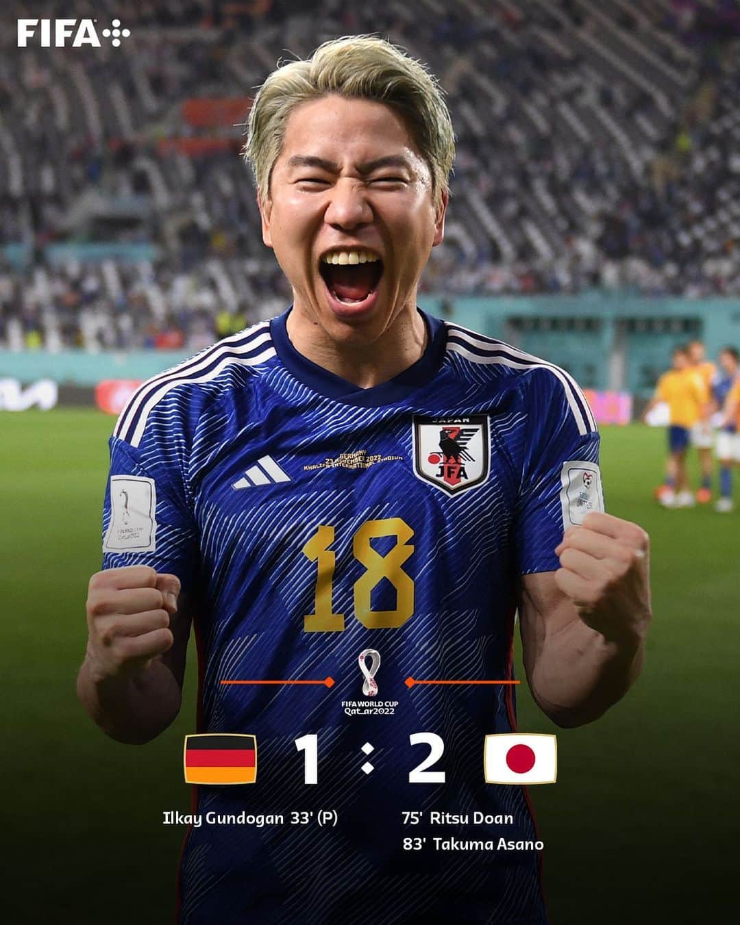 のインスタグラム：「#OTD in 2022, Japan staged the perfect #FIFAWorldCup comeback. 🤩」