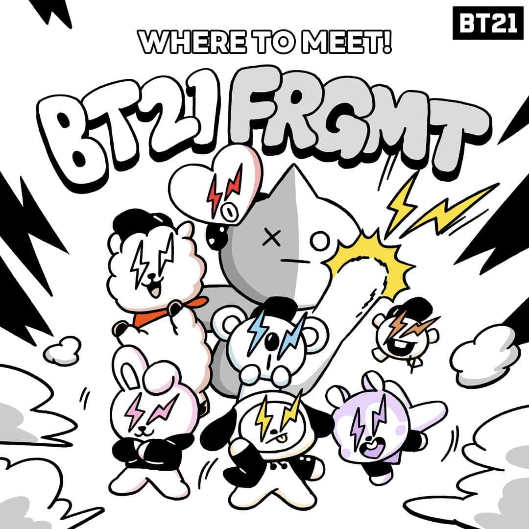 BT21 Stars of tomorrow, UNIVERSTAR!のインスタグラム：「𝐁𝐓𝟐𝟏 𝐗 𝐅𝐑𝐀𝐆𝐌𝐄𝐍𝐓 𝐏𝐎𝐏 𝐔𝐏 𝐀𝐑𝐎𝐔𝐍𝐃 𝐓𝐇𝐄 𝐆𝐋𝐎𝐁𝐄🖤  📌Introducing global pop up plans for BT21 X FRAGMENT Not many days left! Almost here⚡️  KOREA •ONLINE - KREAM (11.20 – 11.22) •OFFLINE – The Hyundai Seoul (11.30 – 12.13)  JAPAN •ONLINE – SNKRDUNK (12.01– 12.10) •OFFLINE – HYPE DROP Shinjuku (12.01 – 12.10)  TAIWAN •OFFLINE – Breez Nanshan 2F (12.02 – 12.17)  HONG KONG •OFFLINE – Harbour City (Level 2) (12.02 – 12.14)  USA •ONLINE (Pre-Order) – LINEFRIENDS US (11.29 5PM – 12.05 11:59PM PST)  🔗For more details, please click the link in our bio!」