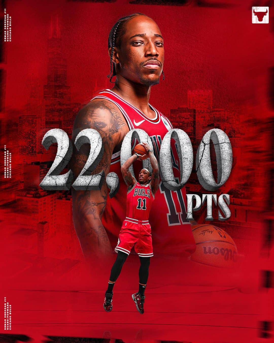 Chicago Bullsさんのインスタグラム写真 - (Chicago BullsInstagram)「2️⃣2️⃣,0️⃣0️⃣0️⃣ points for Deebo!  DeMar DeRozan became the 36th player in NBA history to reach 22k points.」11月23日 12時01分 - chicagobulls