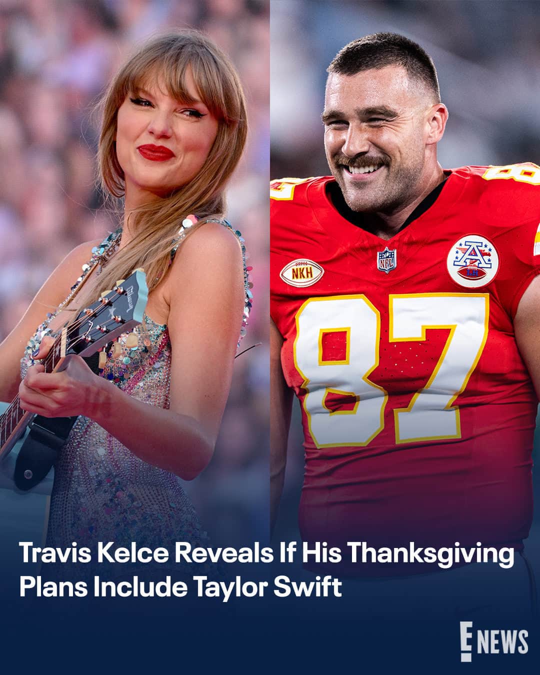 E! Onlineさんのインスタグラム写真 - (E! OnlineInstagram)「Karma is a guy on the Chiefs trying to figure out his Thanksgiving plans. Travis Kelce shares if he'll celebrate with Taylor Swift at the link in bio. (📷: Getty)」11月23日 13時00分 - enews