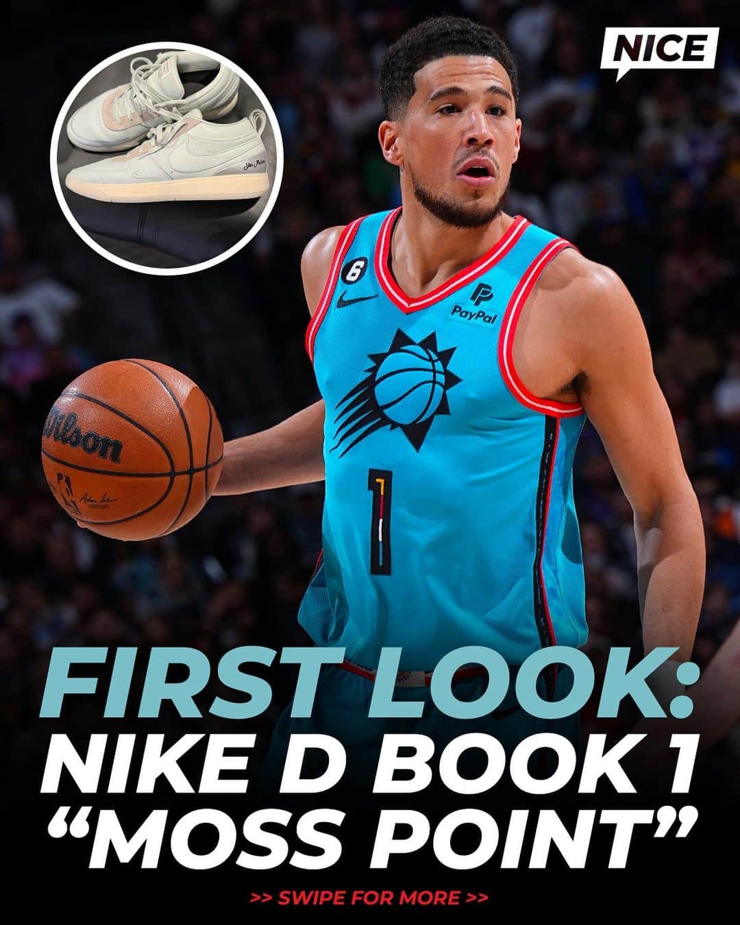 Nice Kicksさんのインスタグラム写真 - (Nice KicksInstagram)「Devin Booker debuted a new Nike Book 1 PE inspired by his “Moss Point” Nike Air Force 1 LV8 tonight 🔥 @nicekickshoops」11月23日 13時07分 - nicekicks