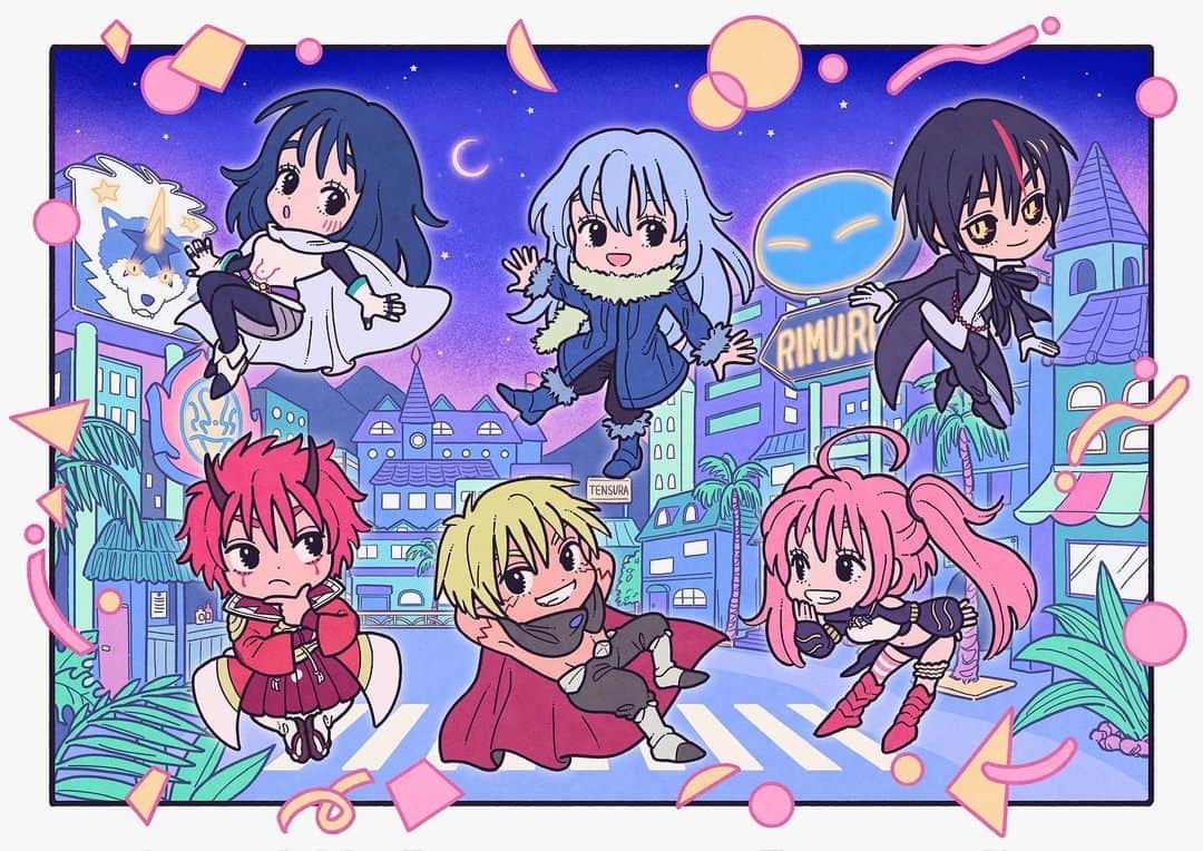 ヨシダナツミのインスタグラム：「※お仕事  TVアニメ『転生したらスライムだった件 』×『CHARAZZ(キャラズ )』 コラボ商品のイラストを担当させていただきました！  11月頭に開催された「アニメイトガールズフェスティバル2023」 の商品が通販で購入できる「アフターAGF」 にて本日より販売開始となりますのでぜひチェックしてください😉🩵  ▼通販ページはこちら ストーリーからリンク飛べます！  https://www.animate-onlineshop.jp/sphone/corner/corner.php?corner_id=2817#area6  . #転スラ #転生したらスライムだった件 #CHARAZZ #アニメイトガールズフェスティバル」