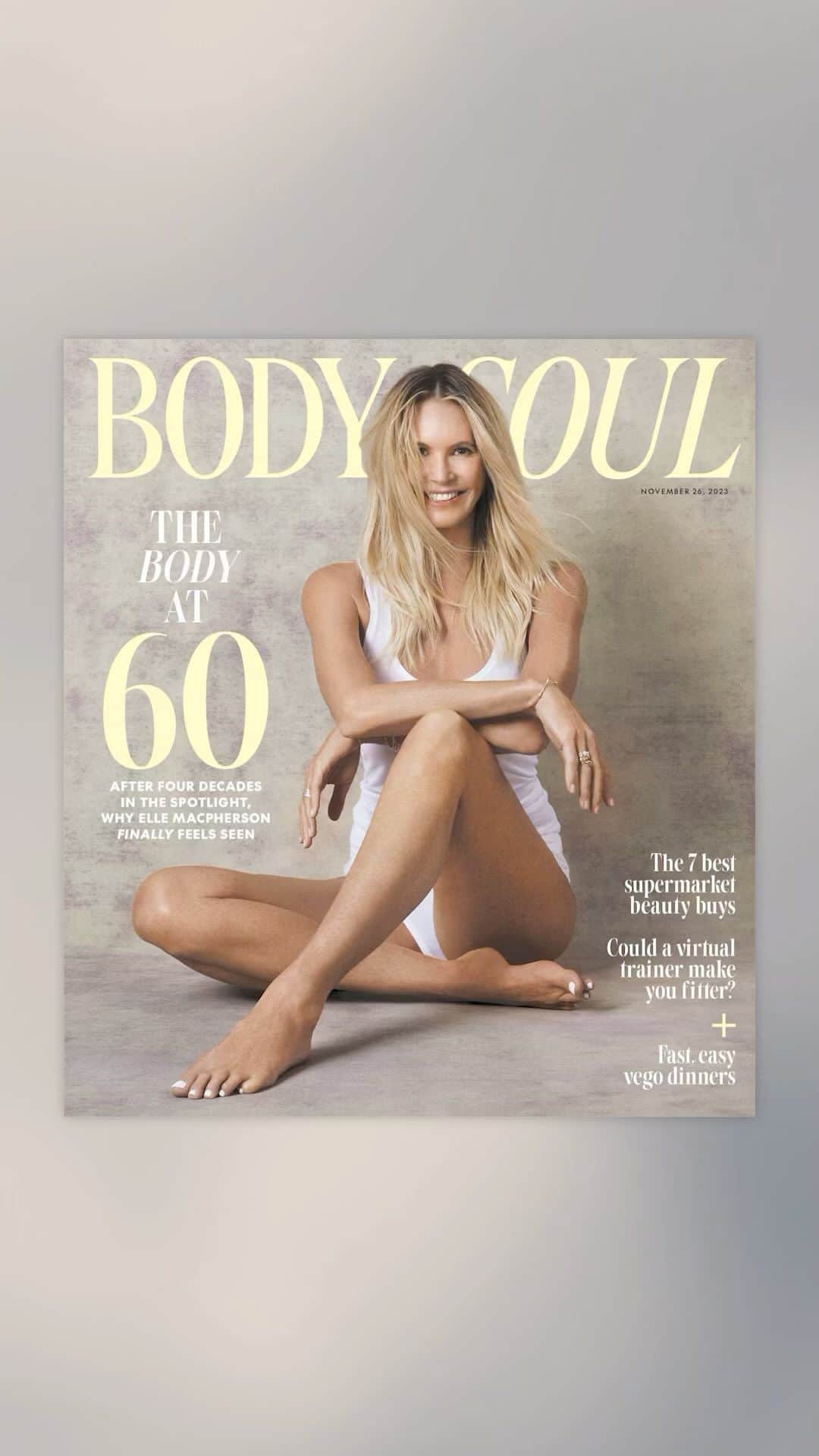 エル・マクファーソンのインスタグラム：「Take a peek at this Sunday’s cover of Body+Soul starring @ellemacpherson. Pick up the issue this weekend inside The Sunday Telegraph (NSW), Sunday Herald Sun (Victoria), The Sunday Mail (Queensland), Sunday Mail (SA) and Sunday Tasmanian (Tasmania).  Photographer: @billiescheepersphotography Styling: @mirandaalmond Makeup: @jamesorileymua Hair: @thebradylea Creative Director: @sarahhughescreative Production: @rosiekingdc @luciapang Words: @angelamollard Editor-in-Chief: @jacqmooney」