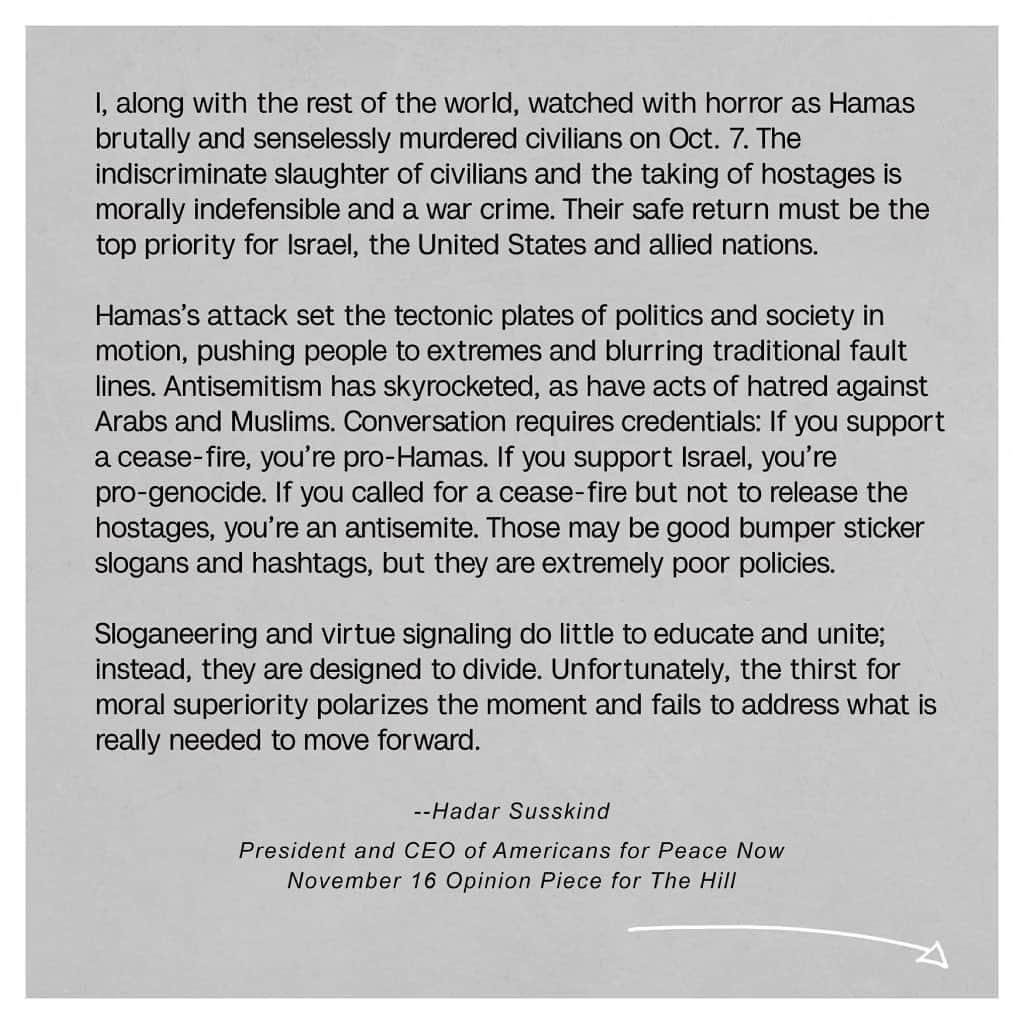 マンディ・パティンキンさんのインスタグラム写真 - (マンディ・パティンキンInstagram)「Grateful for the words of my friend Hadar Susskind in his op ed piece for The Hill. If they resonate for you as they did for me, please take action and call for a ceasefire by following the link in our bio.」11月19日 12時28分 - mandypatinkin