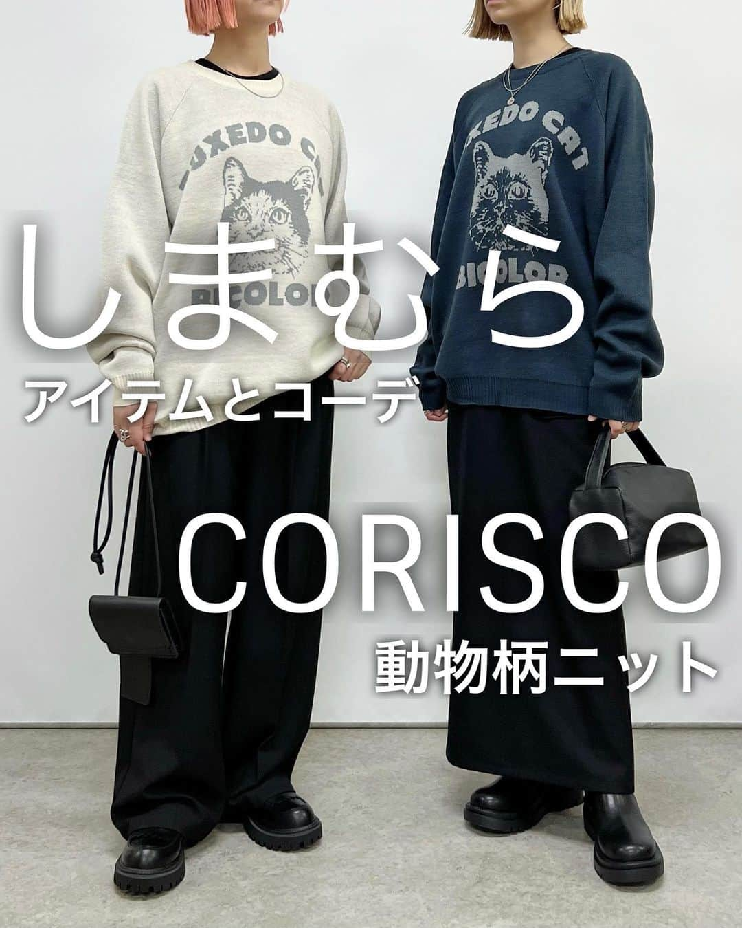 SAYUNAOのインスタグラム：「ユニセックスで使える @official.corisco  ニットソー動物柄ラグランクルー カラーはナチュラル、ブルー サイズはLです  アウターを重ねやすい程よい厚さのニット素材 レイヤードしても着ぶれしにくいのもうれしい♪  今ZOZOでタイムセールやってるみたい ストーリーにリンクを貼ってあるので 気になる方は是非🕊️  #corisco#コリスコ #カジュアルコーデ  【アウター】 しまむら TT*リラックスオーバーJK(Msize) ブラック 528-2262  【ボトムス】 GU WOMEN #タックワイドパンツ (Msize) しまむら TT*カーゴナローSK(Msize) ブラック 522-2900   @gu_for_all_  @gu_global @shimastyle.jp @grshimamura @flc___official」