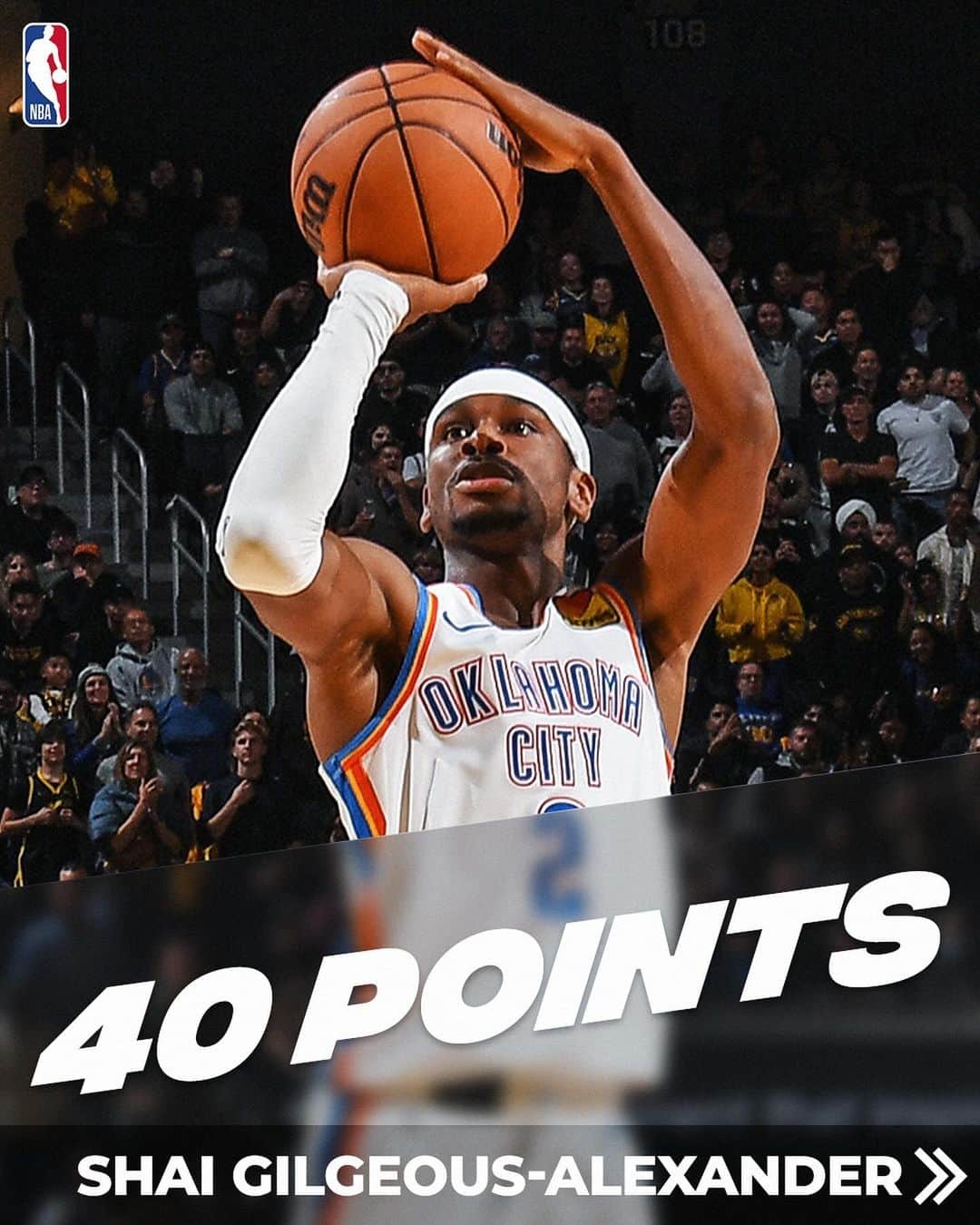 NBAのインスタグラム：「32 of his 40 in the second-half & OT… @shai turned it up in the @okcthunder road W!」
