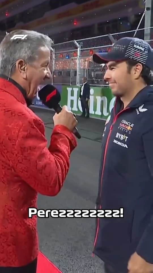 セルジオ・ペレスのインスタグラム：「Oh, Checo 😅  It's time for the main event of the evening! @brucebufferufc  #F1 #Formula1 #LasVegasGP @schecoperez」