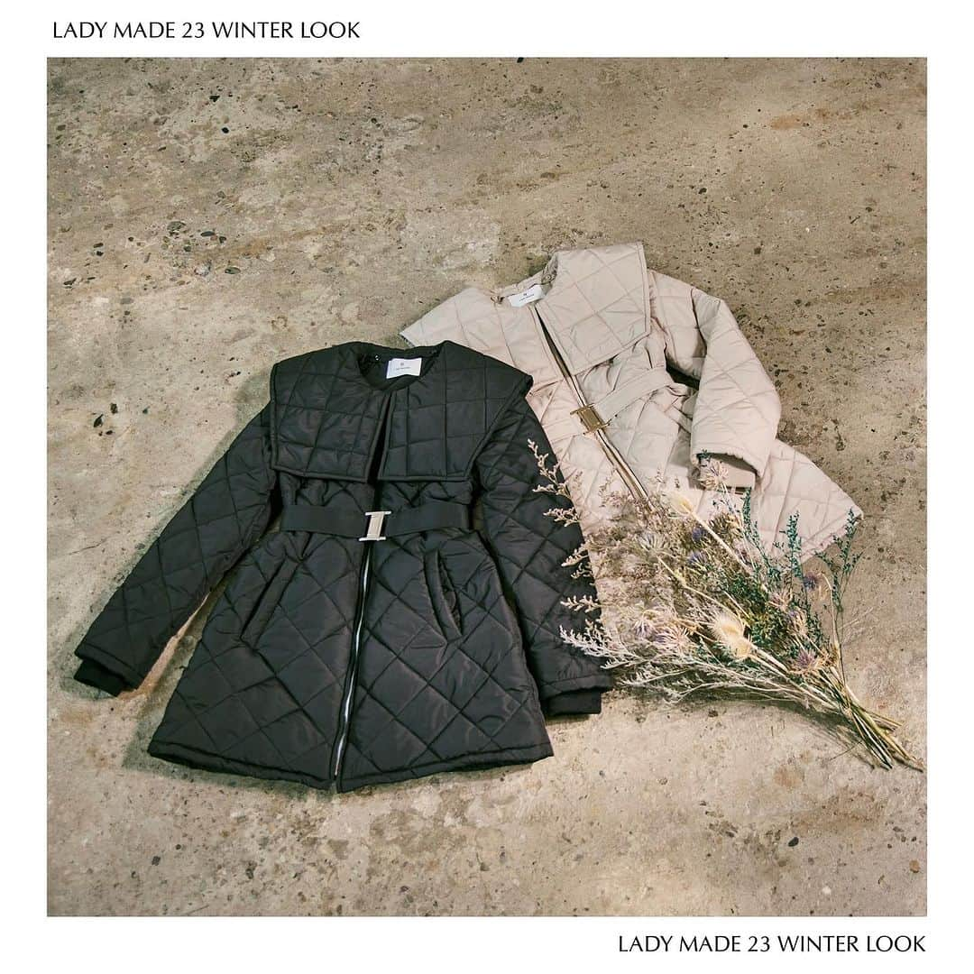 LADYMADEのインスタグラム：「《2023 winter collection》  WEBカタログ公開&PRE ORDERの受付がスタート！  冬の最新LOOKをぜひご覧ください❄️  #マルチウェイカラーキルティングコート color : beige / black size : free price : ¥27,500(tax in)  #LADYMADE #LADYMADE_styling #レディメイド #2023winter #wintercollection」