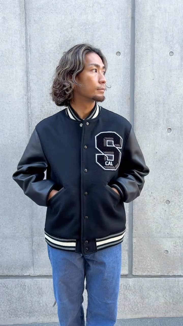 のインスタグラム：「Coming soon!!!!  seiya : Black,NavyともにLサイズ着用(167cm 63kg)  @standardcalifornia_os  @standardcalifornia_movie   #standardcalifornia #スタンダードカリフォルニア #varsityjacket  #バーシティジャケット #jacket #ジャケット #outer #アウター #internationalshipping #overseashipping #worldshopping #worldshopping」