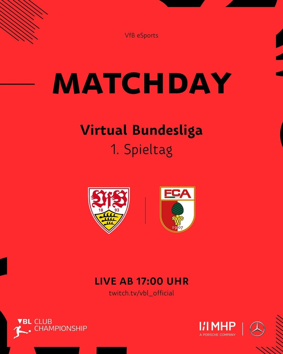 VfBシュトゥットガルトのインスタグラム：「Es geht wieder los 🤩 Der virtuelle Rasen wartet auf uns, also schaltet rein 👀  ⏰17 Uhr 🎮 @deni.mutic & @antonio.radelja & @mateoksr  📺twitch.tv/vbl_official   - #vfb #VfBeSports #vfbstuttgart #1893 #eSports #vbl #virtuellebundesliga #team #stuttgart #eafc」