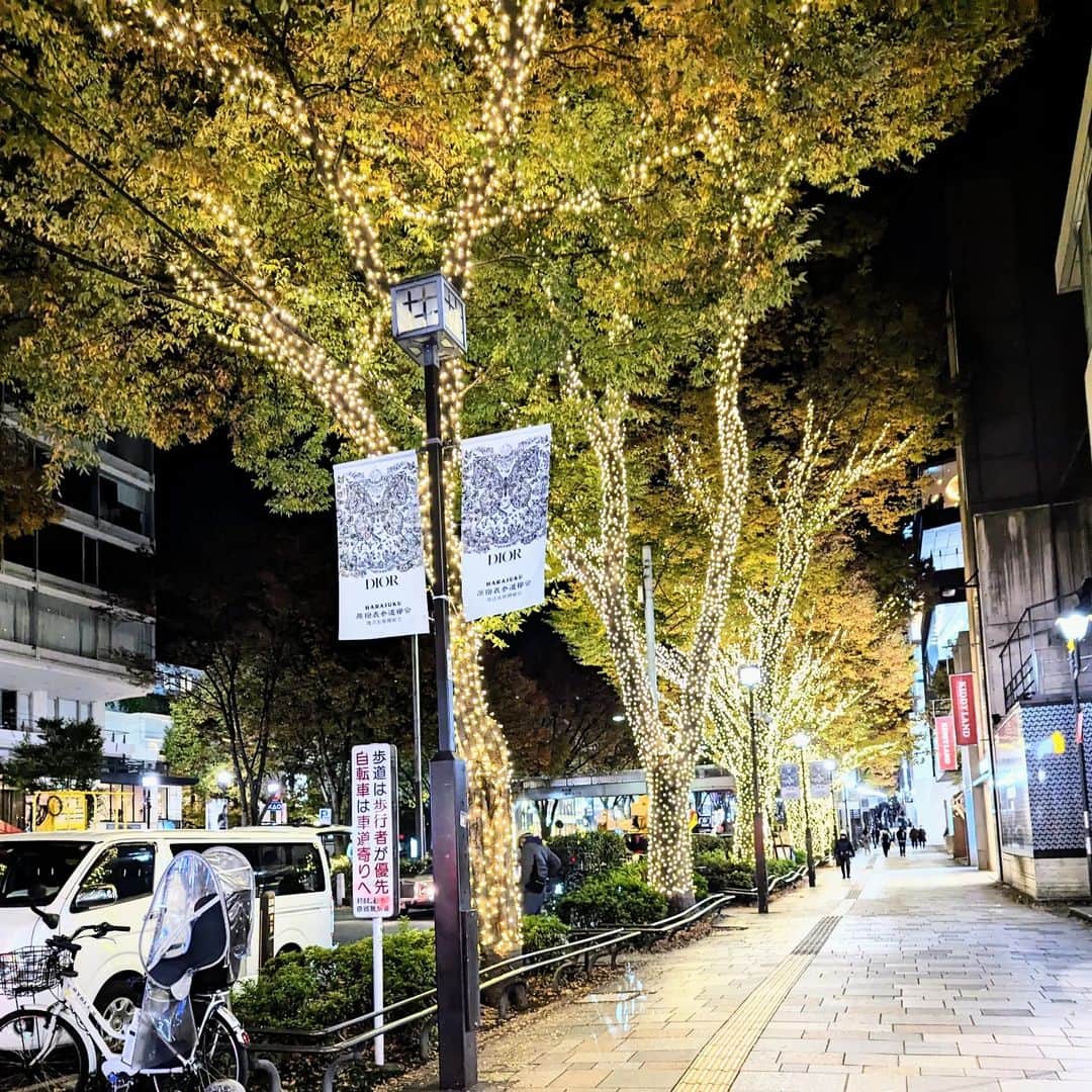 平井富子さんのインスタグラム写真 - (平井富子Instagram)「昨日、９時半ぐらいに表参道通ったら、イルミネーションが、点灯してた。キレイ〜 まだ、試験中ですが、、 ワクワクしますね～」11月19日 17時14分 - enchantewithd