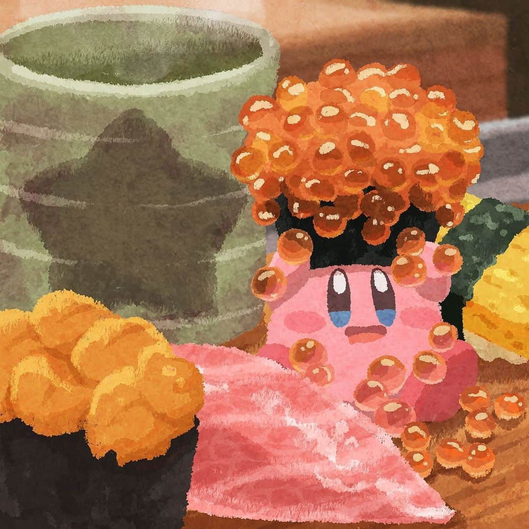 あらもんのインスタグラム：「🍣SUSHI🍣  #カービィ #星のカービィ  #イラスト #イラストグラム  #kirby #fanart #illustration #illust  #illustgram  #drawing  #clipstudiopaint #寿司 #お寿司 #sushi #japanesefood」