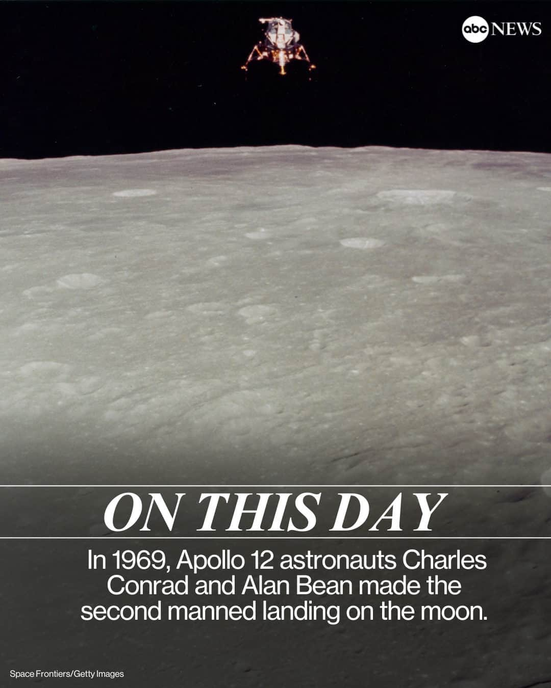 ABC Newsさんのインスタグラム写真 - (ABC NewsInstagram)「ON THIS DAY: In 1969, Apollo 12 astronauts Charles Conrad and Alan Bean made the second manned landing on the moon.」11月19日 20時00分 - abcnews