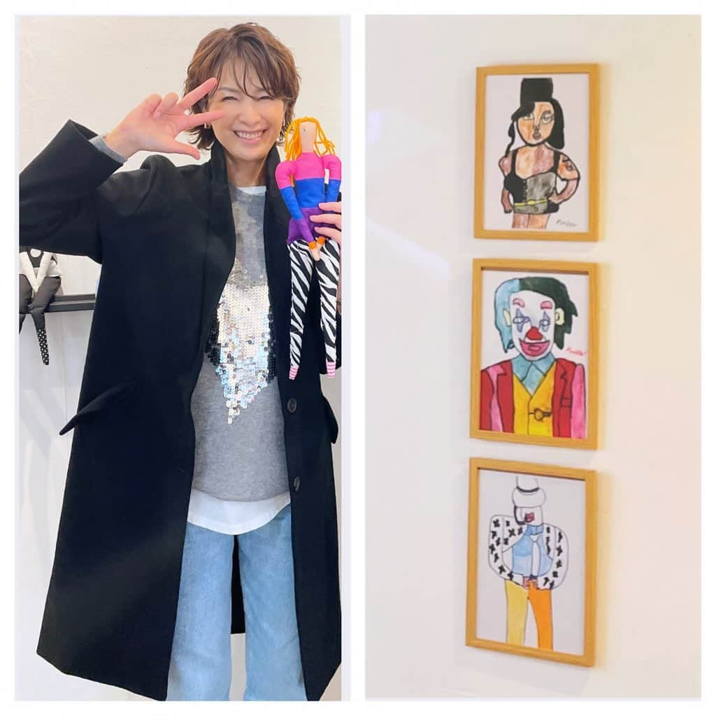 吉瀬美智子さんのインスタグラム写真 - (吉瀬美智子Instagram)「絵も素敵だったのと、コート着用写真を追加！子供と一緒だとプチプラコーデに〜 そしてギャラリーで声を掛けて頂いた方、ありがとうございました！子供達と賑やかでごめんなさい🙏 さて、本日もお疲れbeer🍻乾杯✨」11月19日 19時59分 - michikokichise