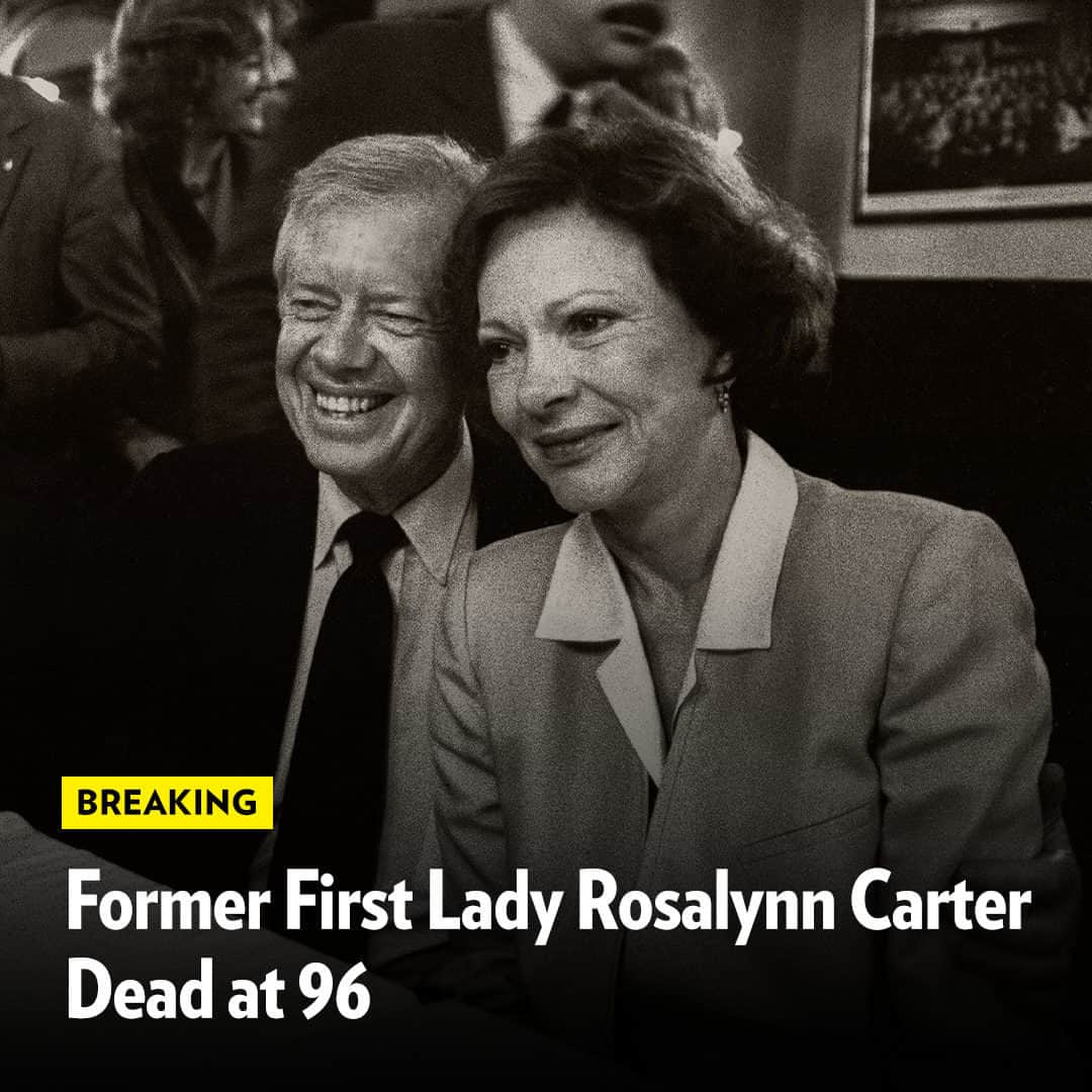 People Magazineのインスタグラム：「Rosalynn Carter, a lifelong advocate for mental health and human rights, died on Sunday afternoon, two days after she entered hospice care following a dementia diagnosis in May.  Tap our bio link for more details. | 📷: Getty」