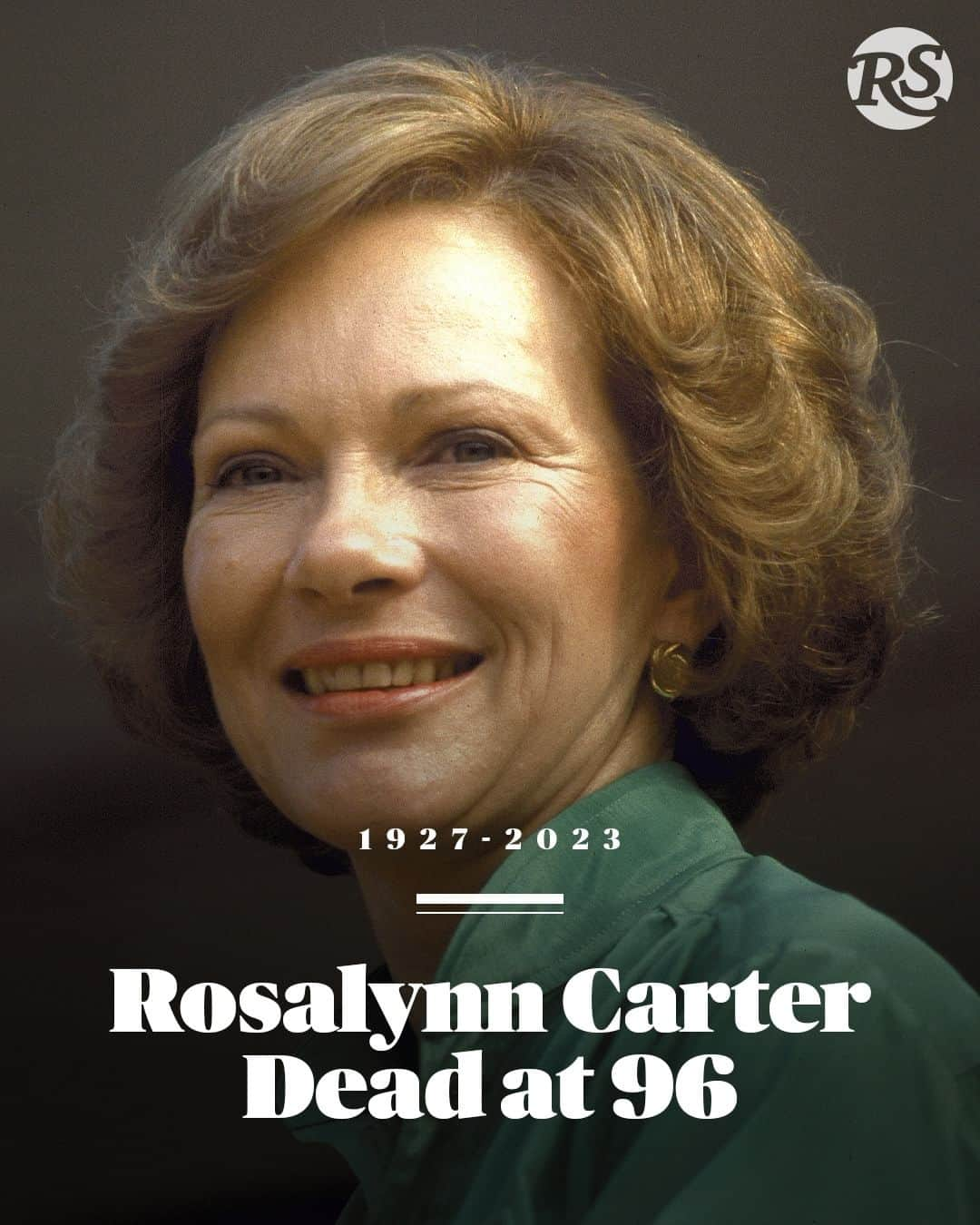 Rolling Stoneのインスタグラム：「Rosalynn Carter, former first lady and wife of Jimmy Carter, as well as a devoted housing and mental health advocate, has died. Link in bio for more. 📷 Diana Walker/Getty, Bromberger Hoover Photography/Getty」