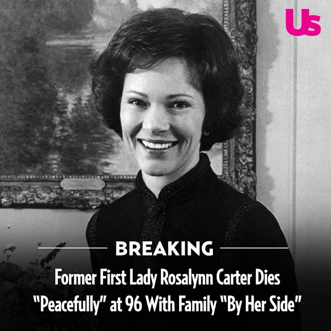 Us Weeklyのインスタグラム：「Former First Lady Rosalynn Carter, who was married to President Jimmy Carter for 77 years, has died. 🕊 Link in bio for her family’s statement. (📸: Getty)」