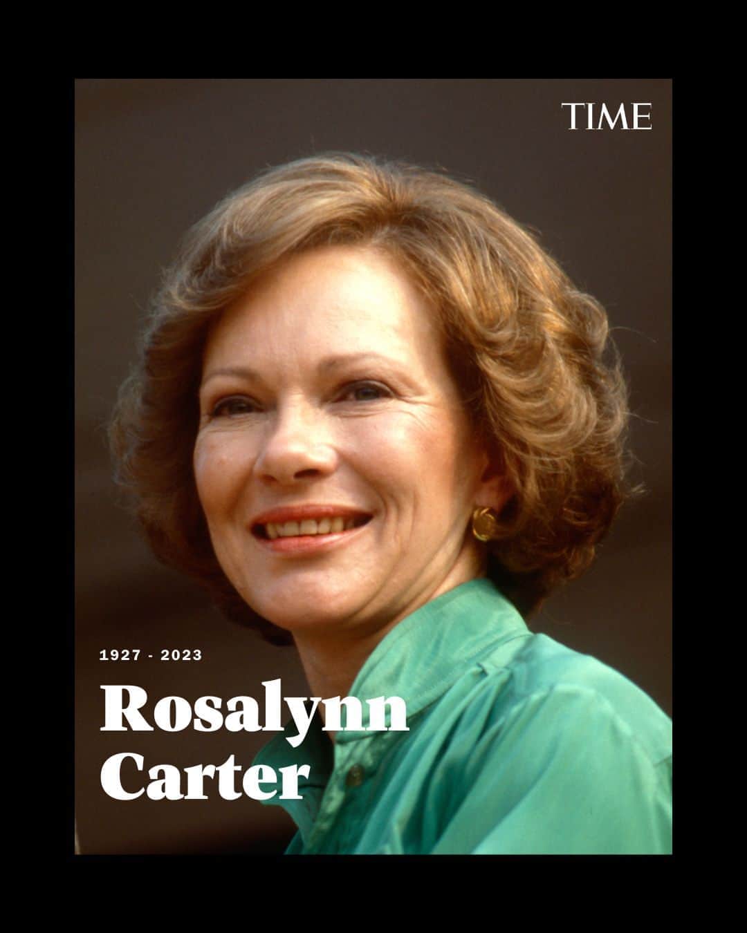 TIME Magazineのインスタグラム：「Rosalynn Carter, the pioneering First Lady who worked tirelessly to raise awareness for those with mental health illness, died on Sunday. She was 96.  “Rosalynn was my equal partner in everything I ever accomplished,” her husband, former President Jimmy Carter, said in a statement confirming the news. “She gave me wise guidance and encouragement when I needed it. As long as Rosalynn was in the world, I always knew somebody loved and supported me.”  Carter displayed a fiery intellect and motivation to help those on the fringes of society long before she moved into the White House after her husband won the 1976 presidential election.   She approached her role as First Lady with the same hands-on spirit—quietly rewriting the rules with her steely determination and steadfast support from her husband, who considered her his closest advisor and “a very equal partner.”  Read more at the link in bio.   Photograph by Diana Walker—Getty Images」