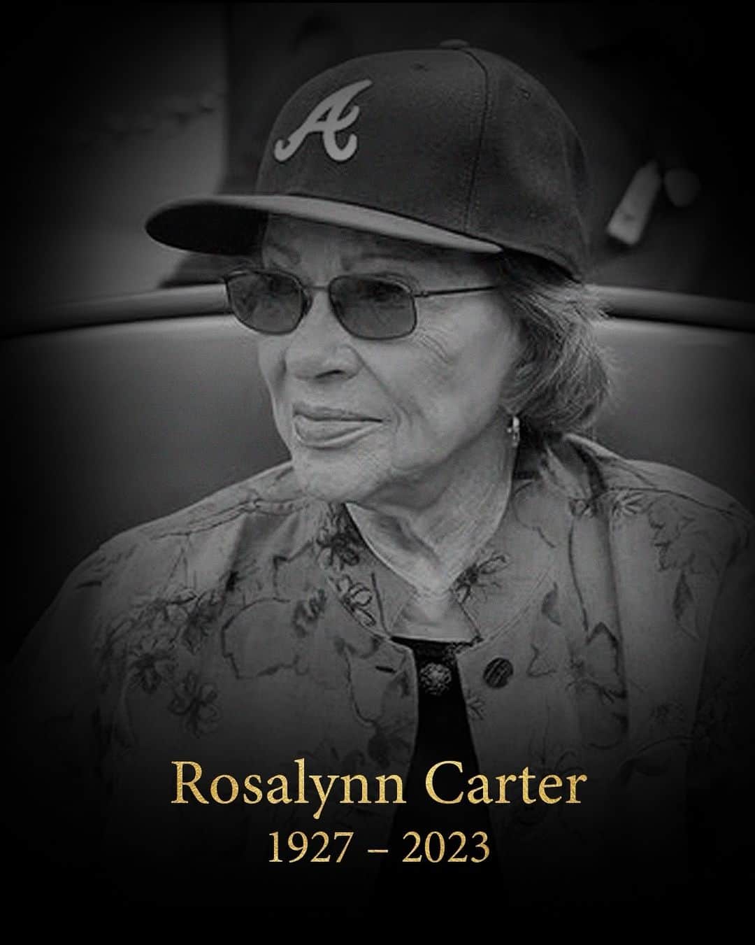 アトランタ・ブレーブスのインスタグラム：「The Atlanta Braves are deeply saddened by the passing of humanitarian and former First Lady Rosalynn Carter. Our thoughts and prayers are with President Carter and the entire Carter family.」