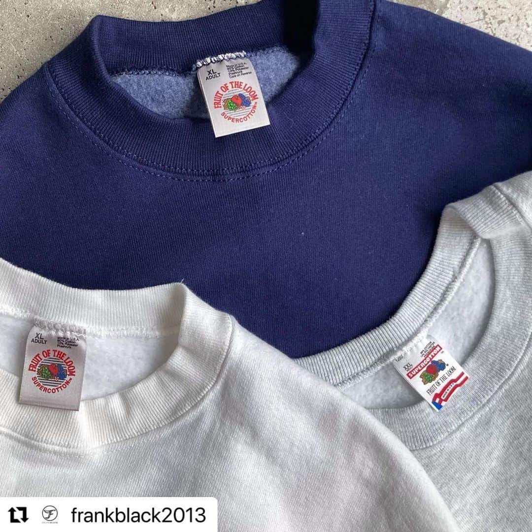 KEN KAGAMIさんのインスタグラム写真 - (KEN KAGAMIInstagram)「#Repost @frankblack2013 with @use.repost ・・・ -  第1弾㊗️ FRANKBLACK10周年記念オリジナルプリントスウェット  90s デッドストック USA製のフルーツオブザルームのボディに @kenkagami さんのデザインを施した数量限定スウェットです。  ホワイト size : XLとXXL グレー size : XXLのみ ネイビー size : XLのみ  女性スタッフ(身長164cm)着用分はグレーのXXLですが、一度洗濯・乾燥したもので少し縮み、程良いオーバーサイズ感になります。 男性スタッフ(身長175cm)着用分はホワイトのXLです。  12/9(土)発売開始 第2弾のオリジナルアイテムもございますので楽しみにお待ちください😌  ※数量限定のため、在庫には限りがあります。 　無くなり次第、販売を終了させていただきます。  #kenkagami #加賀美健 #加賀美健さん  #shimokitazawavintage #shimokitazawa #vintageshop #hurugi #hurugiya #90s #下北沢古着屋 #下北沢古着 #下北古着屋 #下北古着 #きれいめ古着 #90年代古着 #古着屋 #古着屋巡り」11月19日 21時54分 - kenkagami