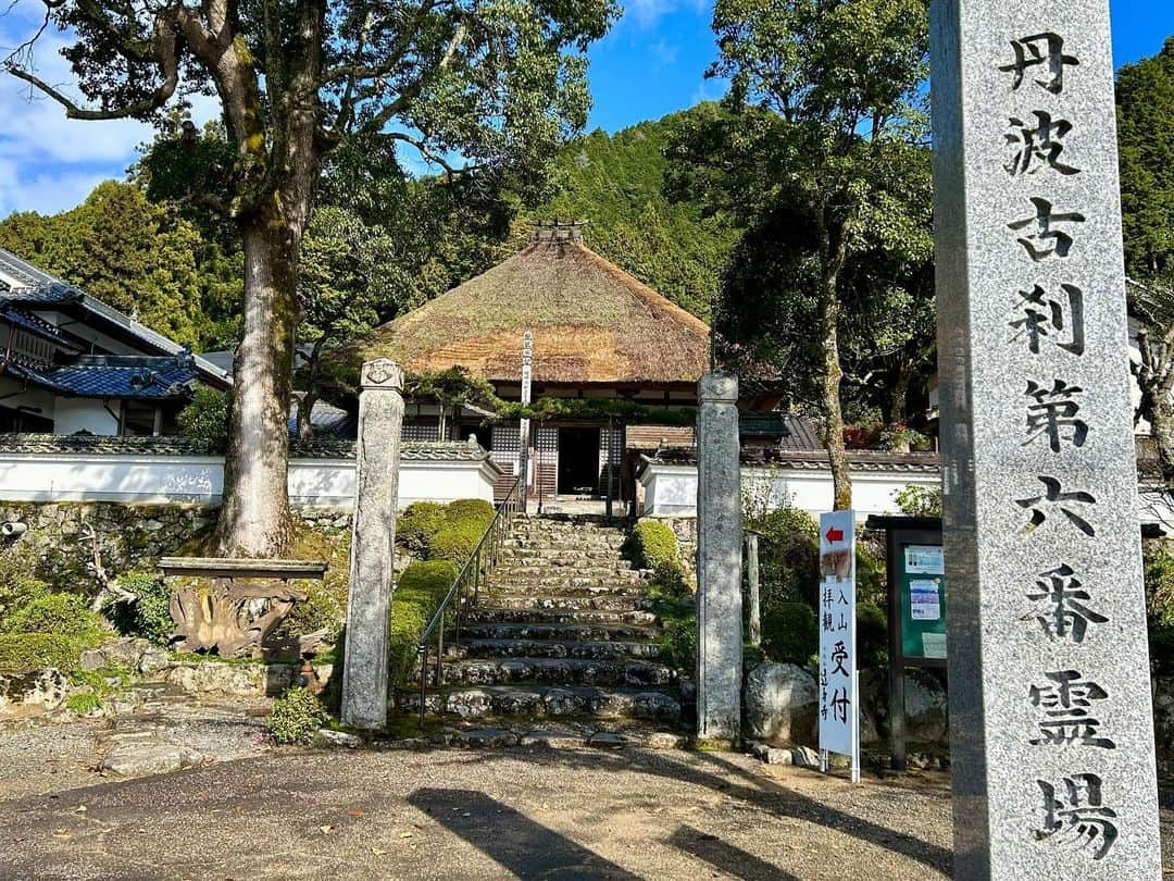 八、おこめのインスタグラム：「秋の見仏🍁 ① @tasshinji #達身寺 茅葺き屋根の風情ある本堂 ２つある宝物殿で奥の方にある宝物殿の戸を開けると 見上げるほどの大きく立派な本尊・阿弥陀如来坐像と 左脇侍の十一面観音坐像、右脇侍の薬師如来坐像が並んでいる🙏✨鎌倉初期の制作とされている。 お父はんとしばらく仏像さんに見入ってしまってゆっくりしすぎたくらい素敵だった❣️ 住職さんご家族も気さくにお話して下さりとても楽しい見仏でした🙏 お庭もとても素敵で、綺麗にお手入れされていて紅葉もとてもキレイでした〜✨ お父はんも楽しそうに写真パシャパシャ撮ってたな 住職さんがおすすめの時間帯は夕方で、夕日に照らされた紅葉がとても美しいそうです✨ 水仙もカタクリもコスモスの時期もまた行きたいな〜♩ この日の私の最大のミスは、見仏記でMJとせいこうさんが来たお寺さんて知ってたのにセイチャン連れてくの忘れたことーーー💦次回は必ずセイチャンも連れてく！！ 仏像さん達が素敵すぎるんで❣️ぜひたくさんの人に見仏して頂きたいです🙏 (※仏像のお写真はHPよりお借りしました以下HPより) 奈良時代に行基によって開創されと言われていて 謎が多く残る、丹波地域で最も古いお寺の一つと言われています。 別名「丹波の正倉院」の名を持ち 平安・鎌倉時代の仏像80余体を所蔵し、そのうち12体が国の重要文化財、34体が県の文化財に指定されています。 #西国四十九薬師霊場 #丹波古刹十五ヶ寺霊場 #見仏 #古刹 #仏像 #宇野の神社仏閣巡り #丹波市 #寺 #お寺さん」