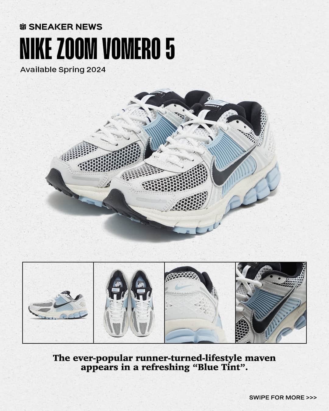 Sneaker Newsのインスタグラム：「The Vomero 5 is poised to have another strong 2024. Tag someone who agrees! LINK IN BIO for a first look at the "Light Armory Blue" for women...」