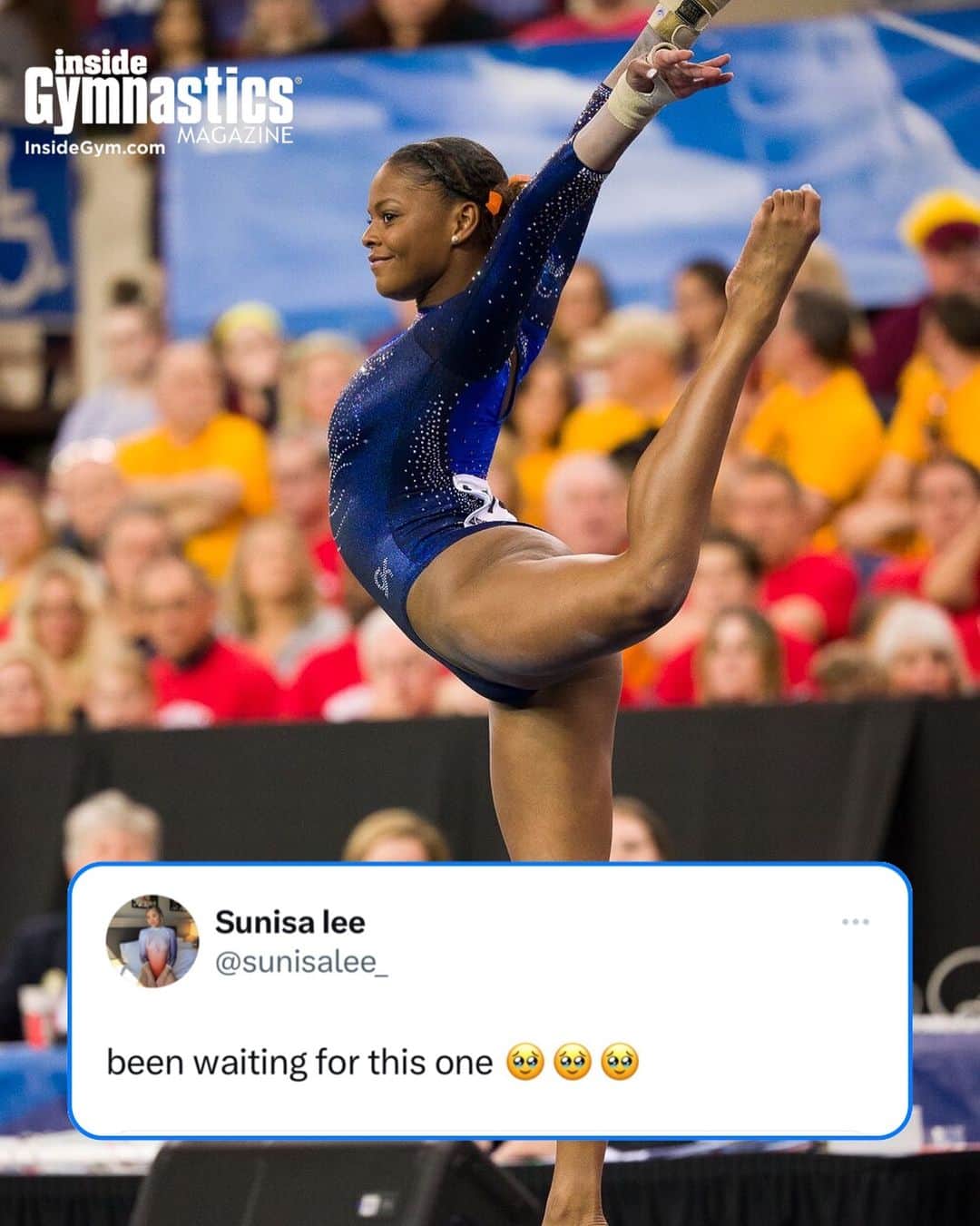 Inside Gymnasticsのインスタグラム：「👑 Olympic Champ Suni Lee’s reaction when Trinity Thomas announced her Elite comeback with eyes on Paris 2024 is everything! ❤️ Love to see the camaraderie!  #gymnastics #sunilee #trinitythomas」