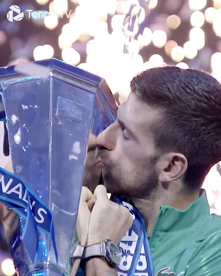 ノバク・ジョコビッチのインスタグラム：「What a sight 🏆🎉 @djokernole  . #tennis #tennistv #djokovic #novakdjokovic #champion #nittoatpfinals」